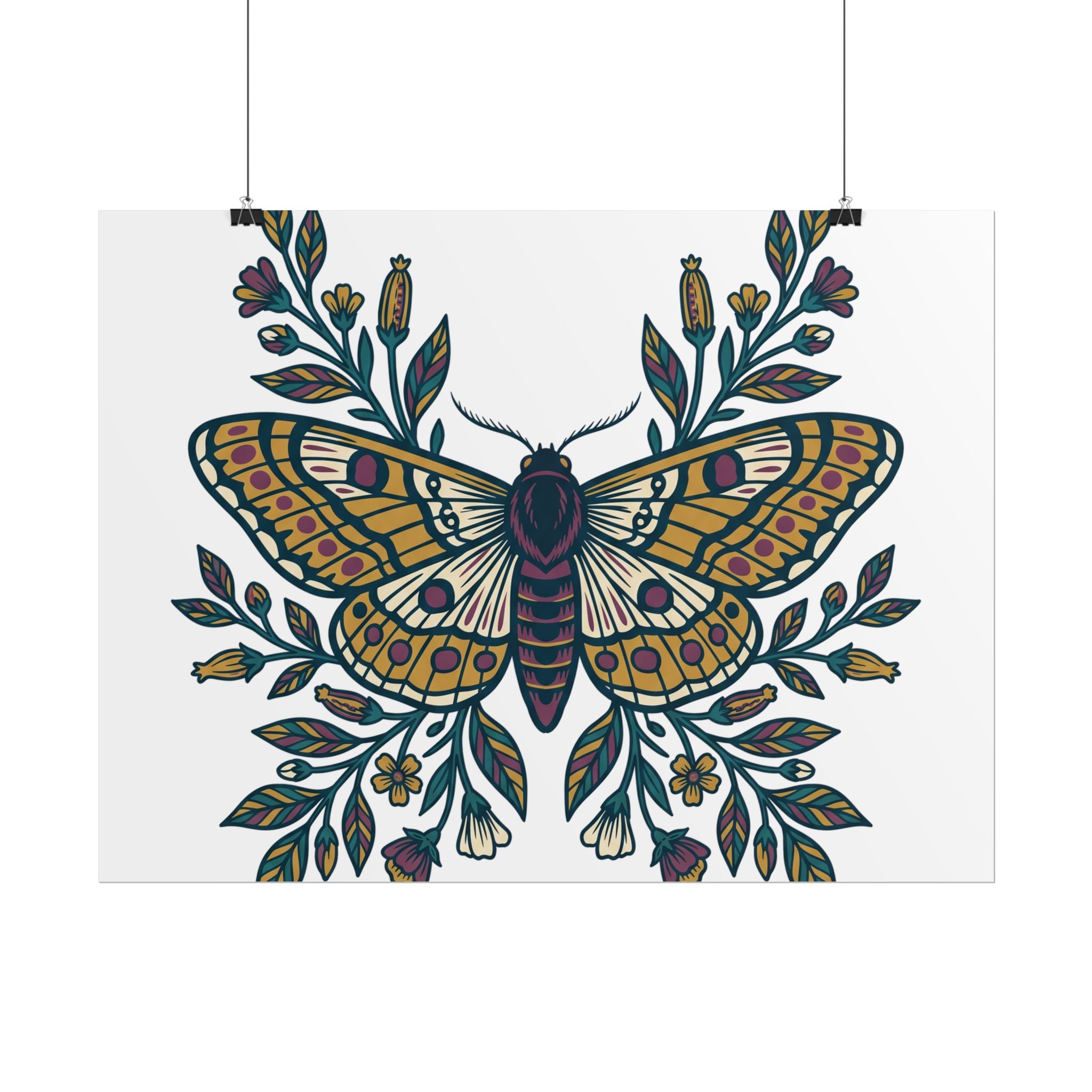 Botanical Moth and Flora Poster