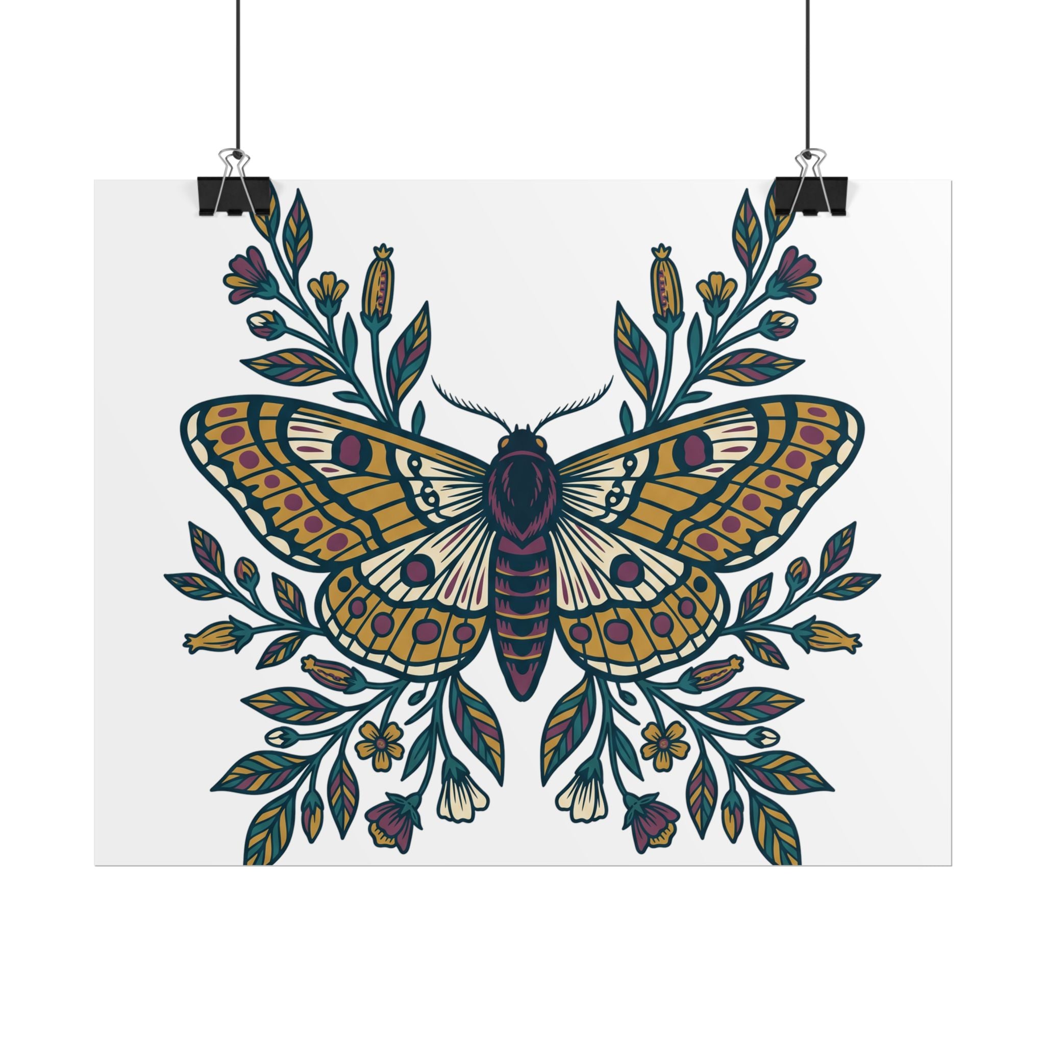 Botanical Moth and Flora Poster