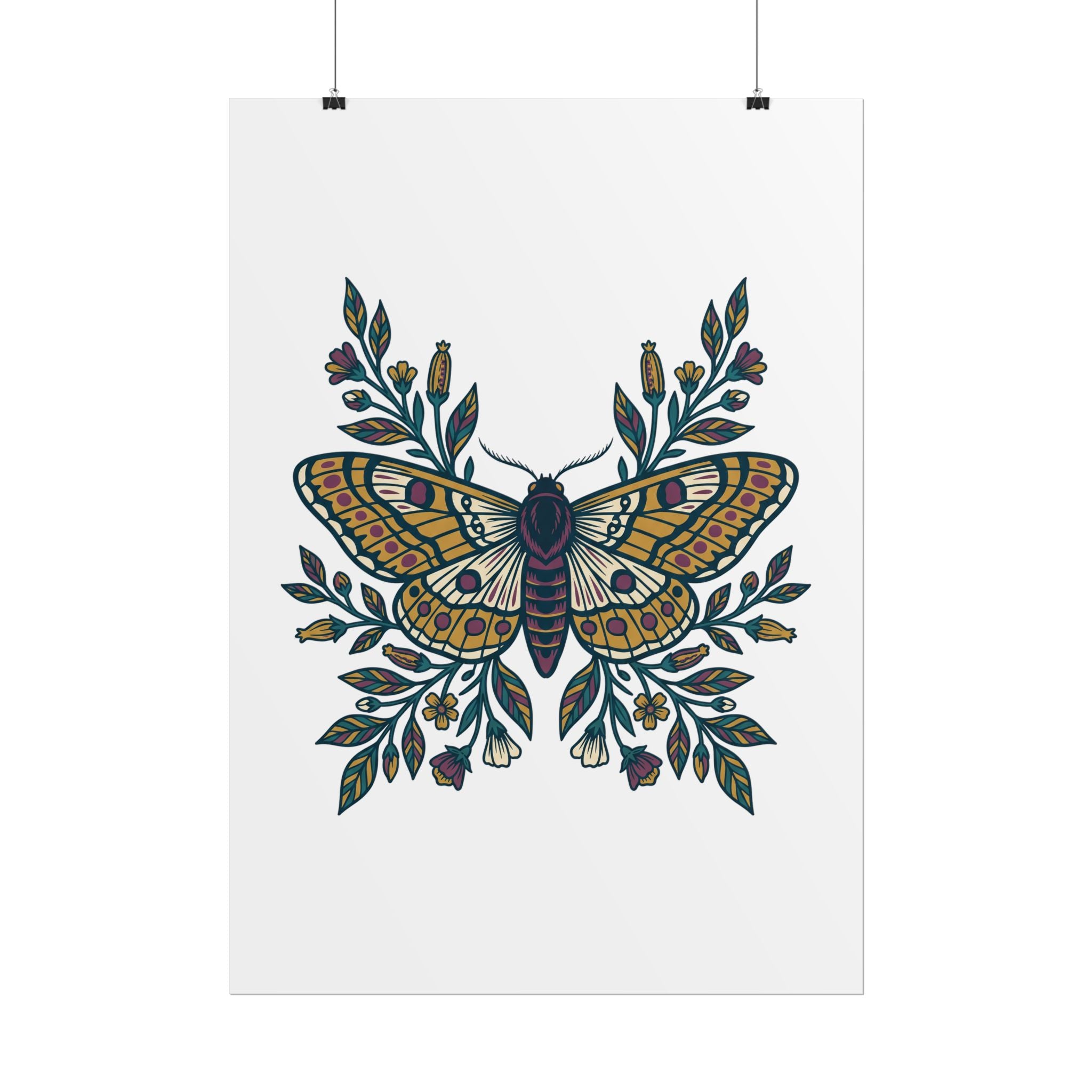 Botanical Moth and Flora Poster
