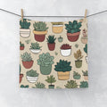 Succulent Pattern Face Towel – Cute Potted Plants Design