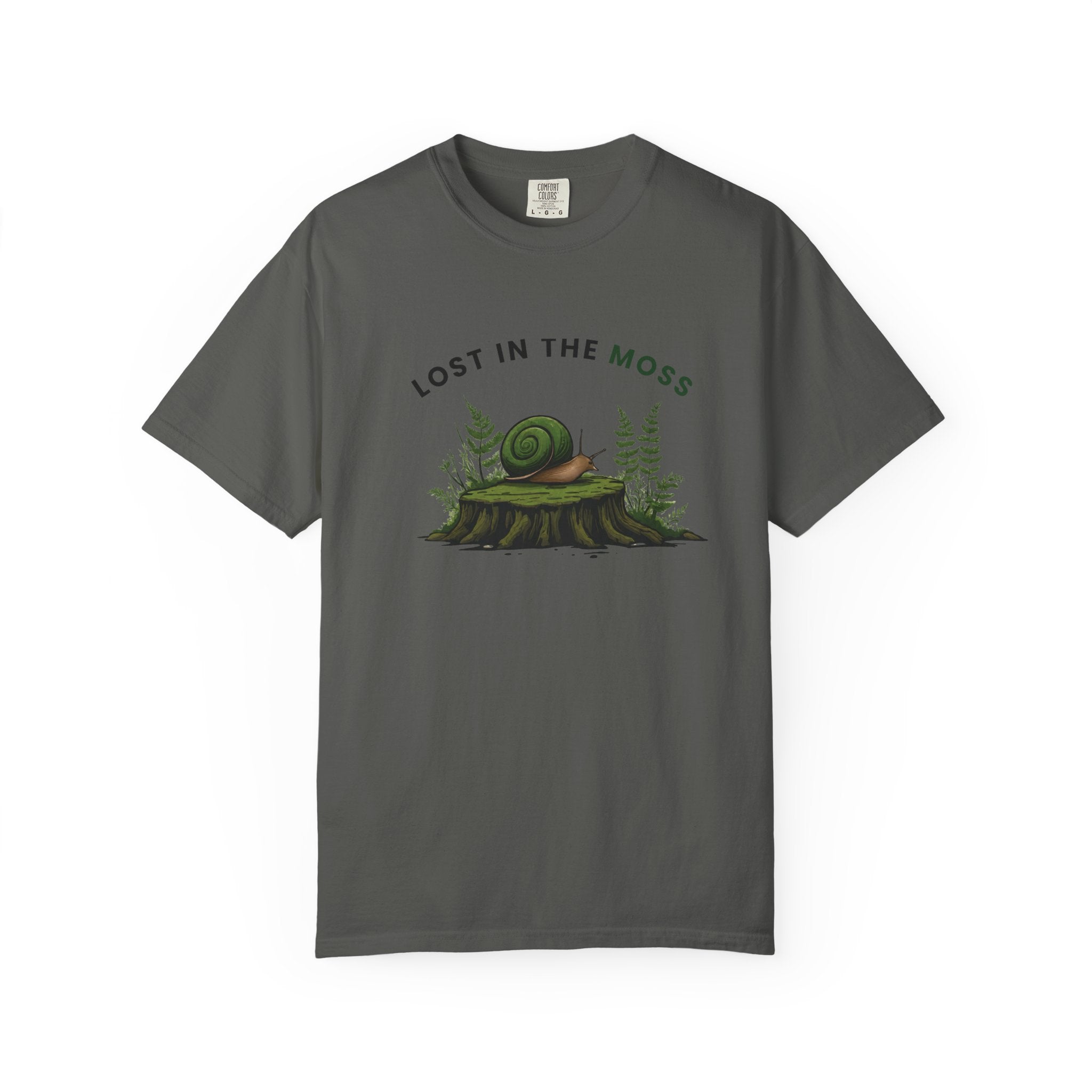 Lost in the Moss T-Shirt — Forest Snail Stump Nature Tee