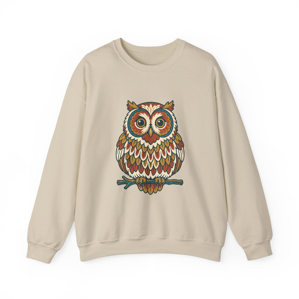 Round Owl Crewneck, Cute Woodland Bird Lover Sweatshirt