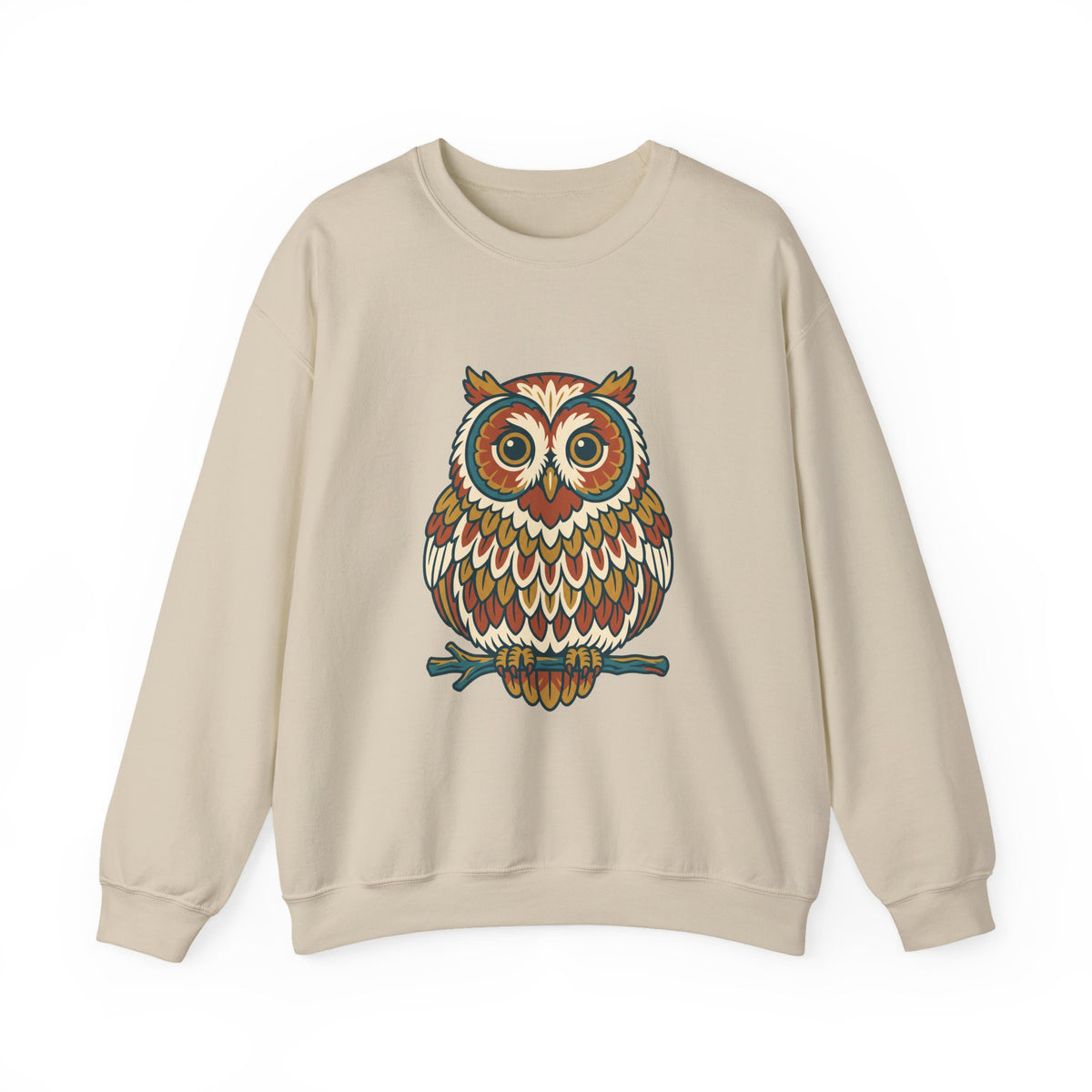 Round Owl Crewneck, Cute Woodland Bird Lover Sweatshirt
