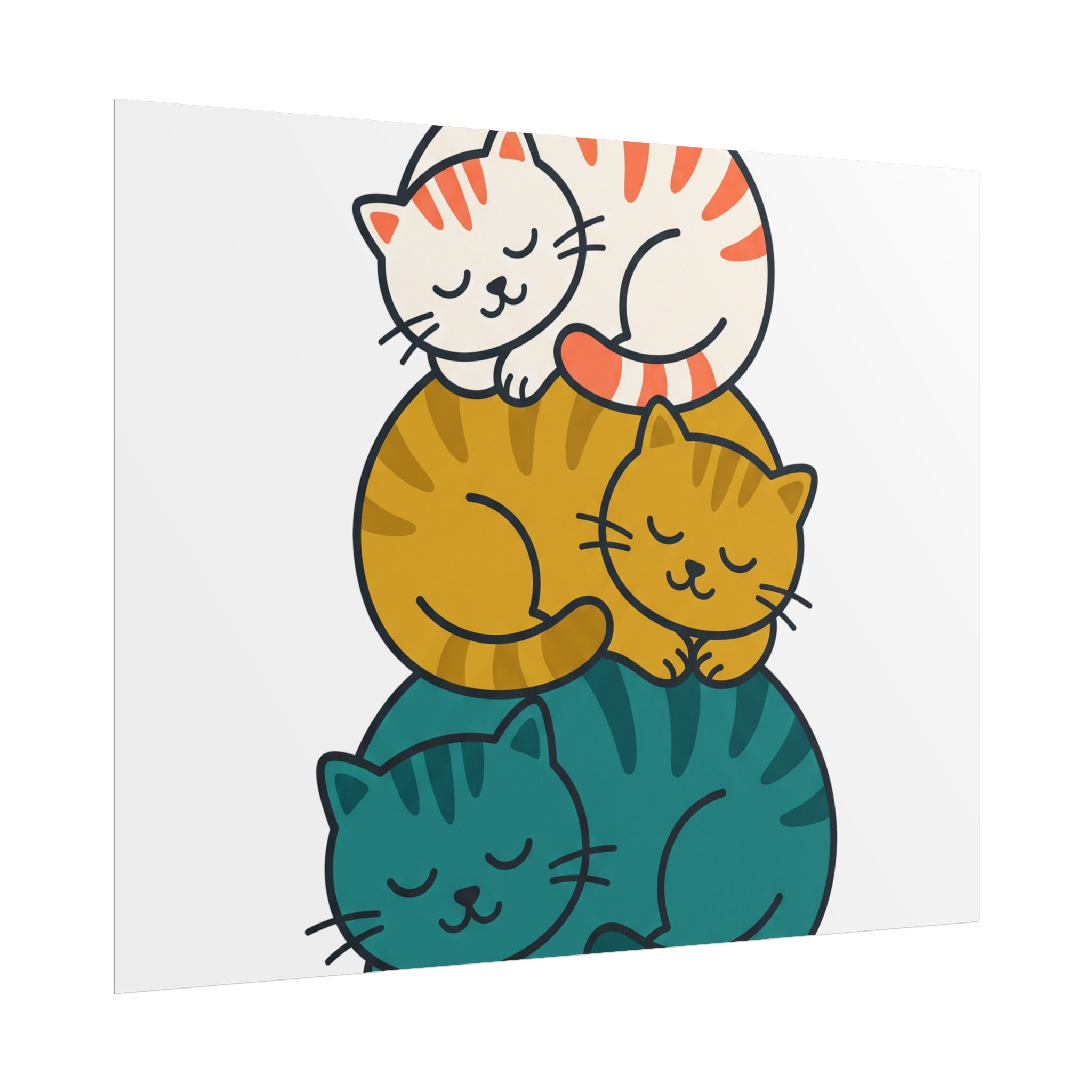 Sleepy Cat Stack Poster