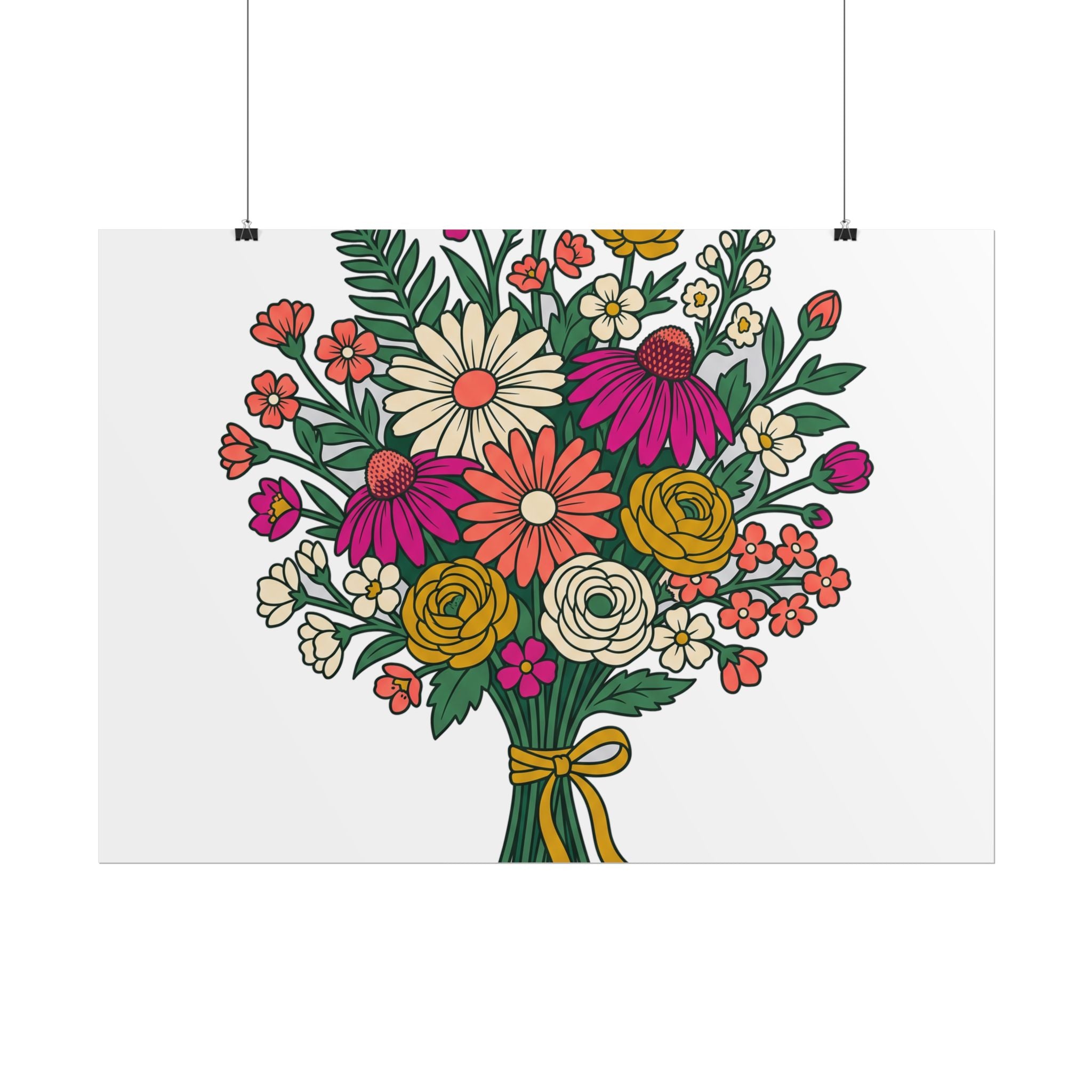 Wildflower Bouquet Line Poster