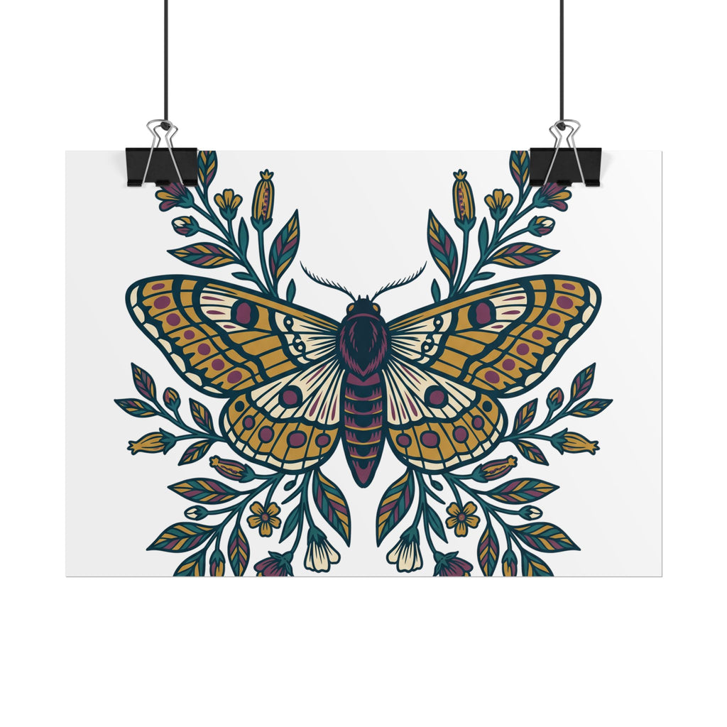 Botanical Moth and Flora Poster