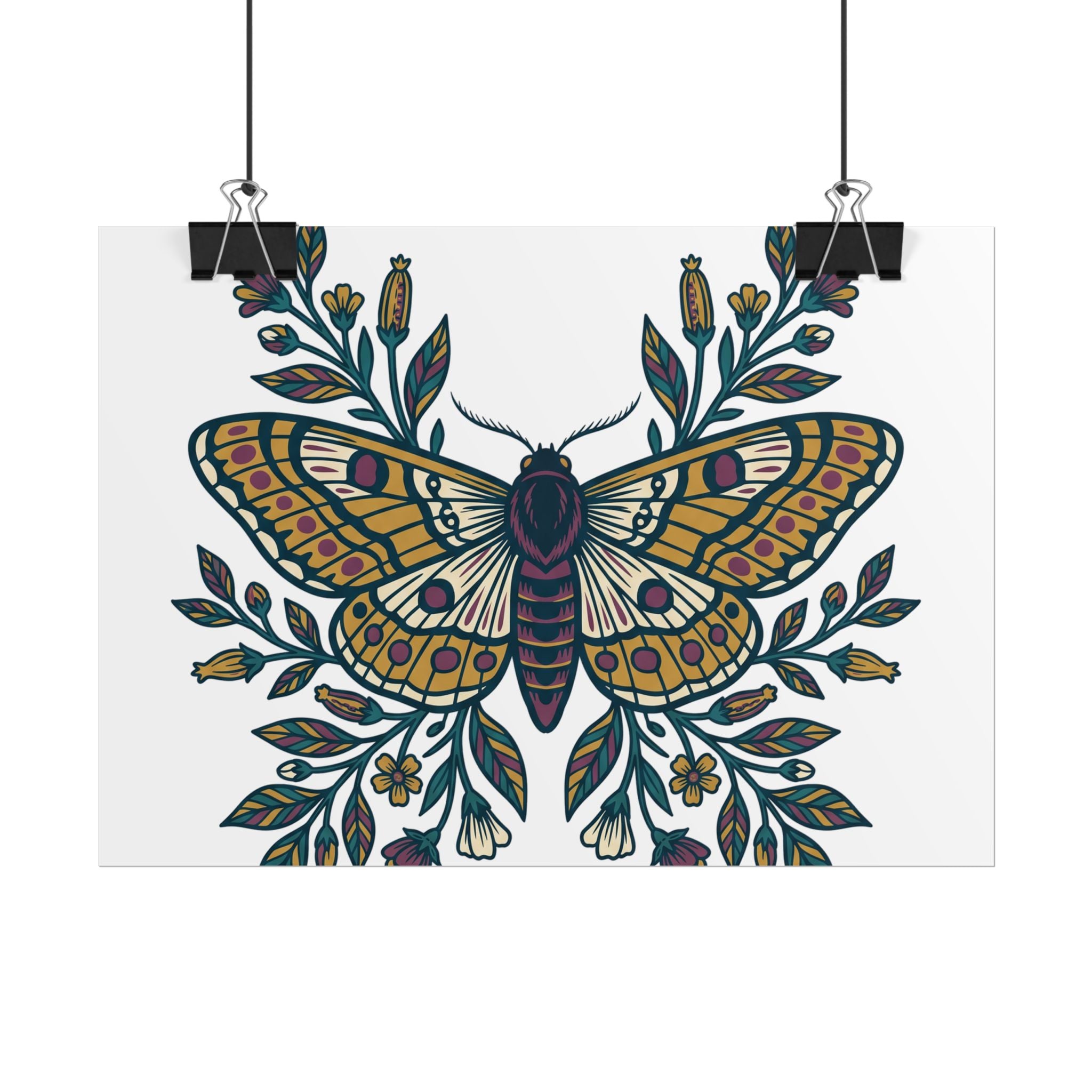 Botanical Moth and Flora Poster