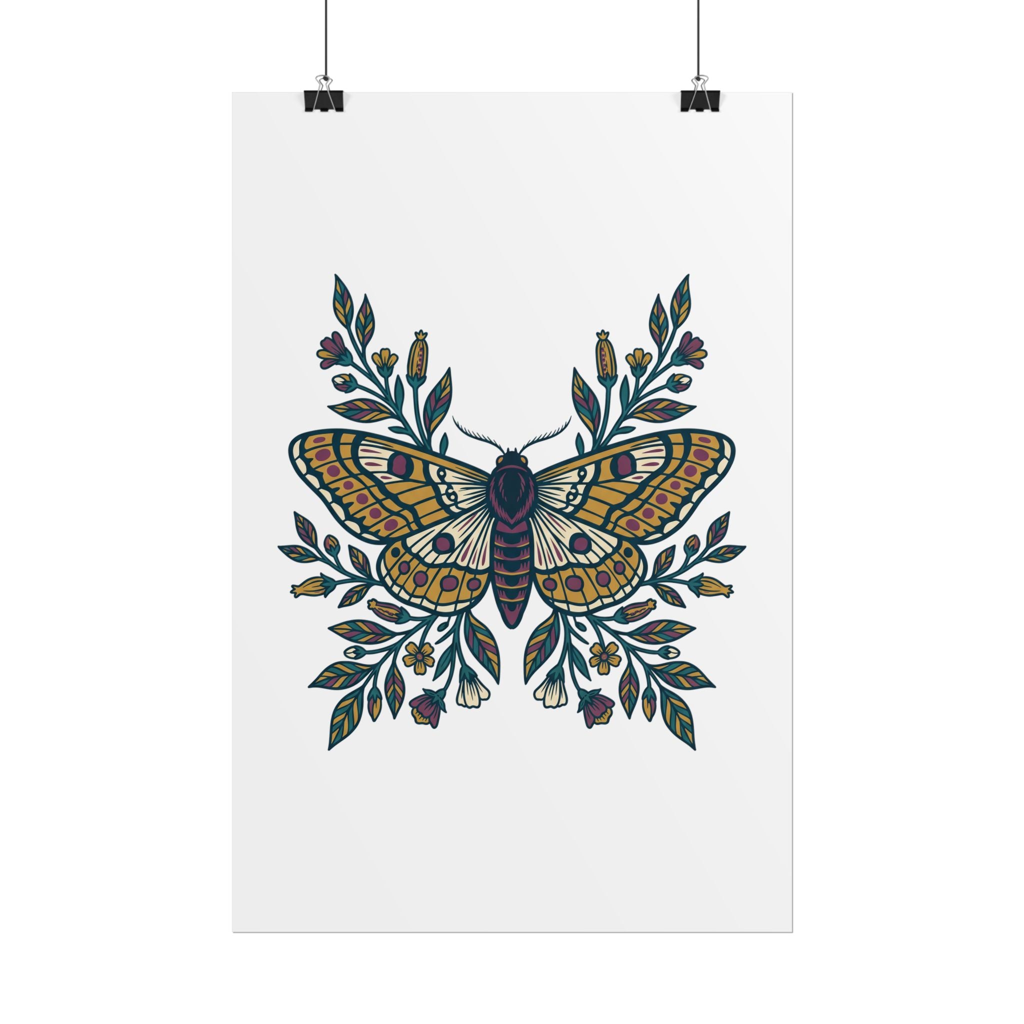 Botanical Moth and Flora Poster
