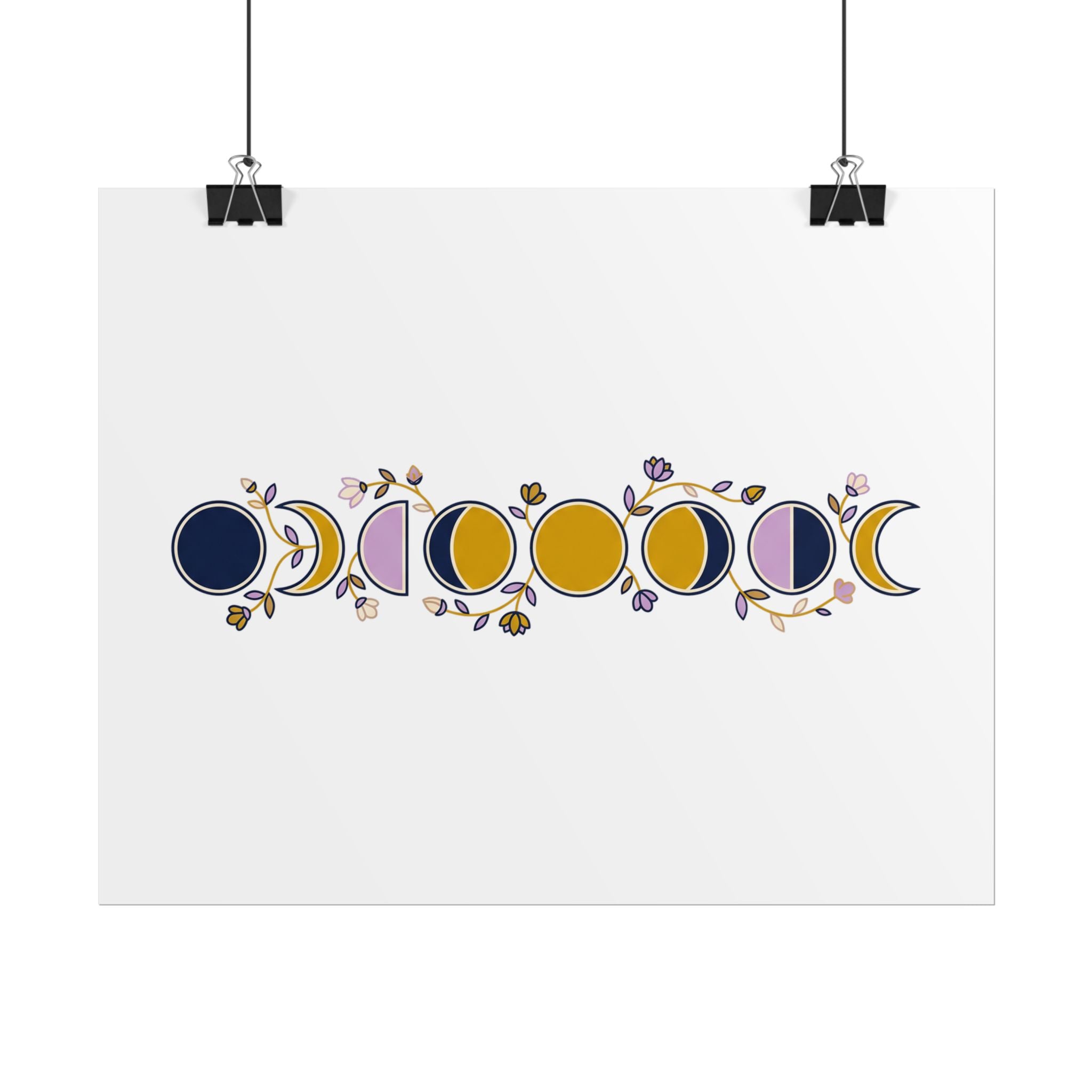 Moon Phases Botanical Poster