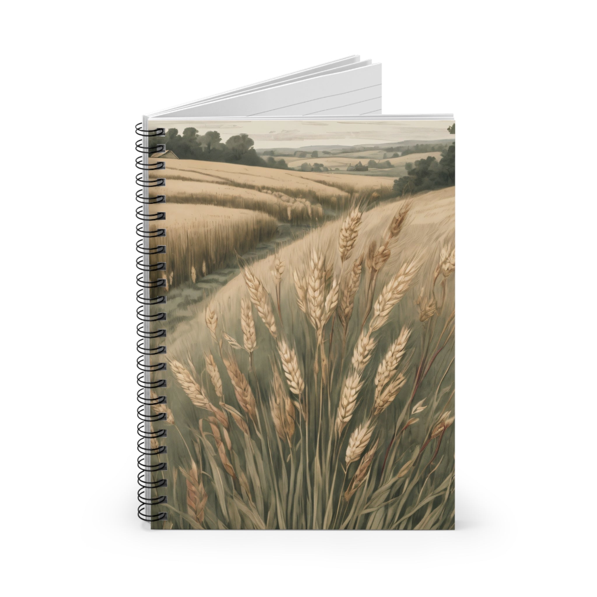 Wheat Field Spiral Notebook - Rustic Countryside Journal, Ruled Lined Notes