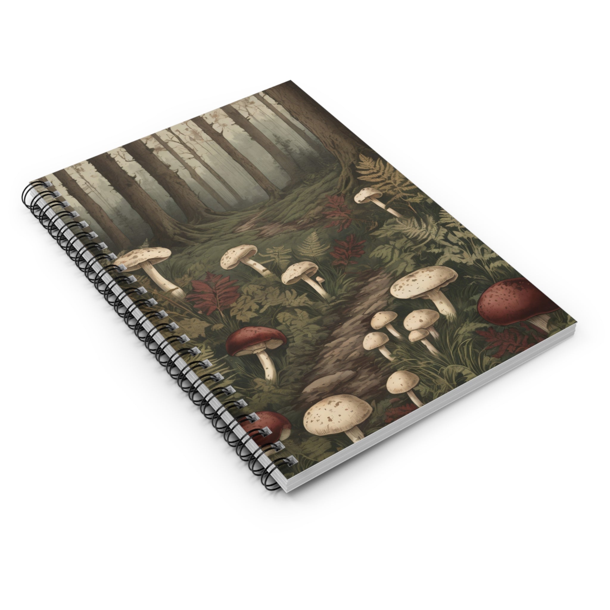 Mushroom Forest Spiral Notebook - Forest Path Ruled Journal