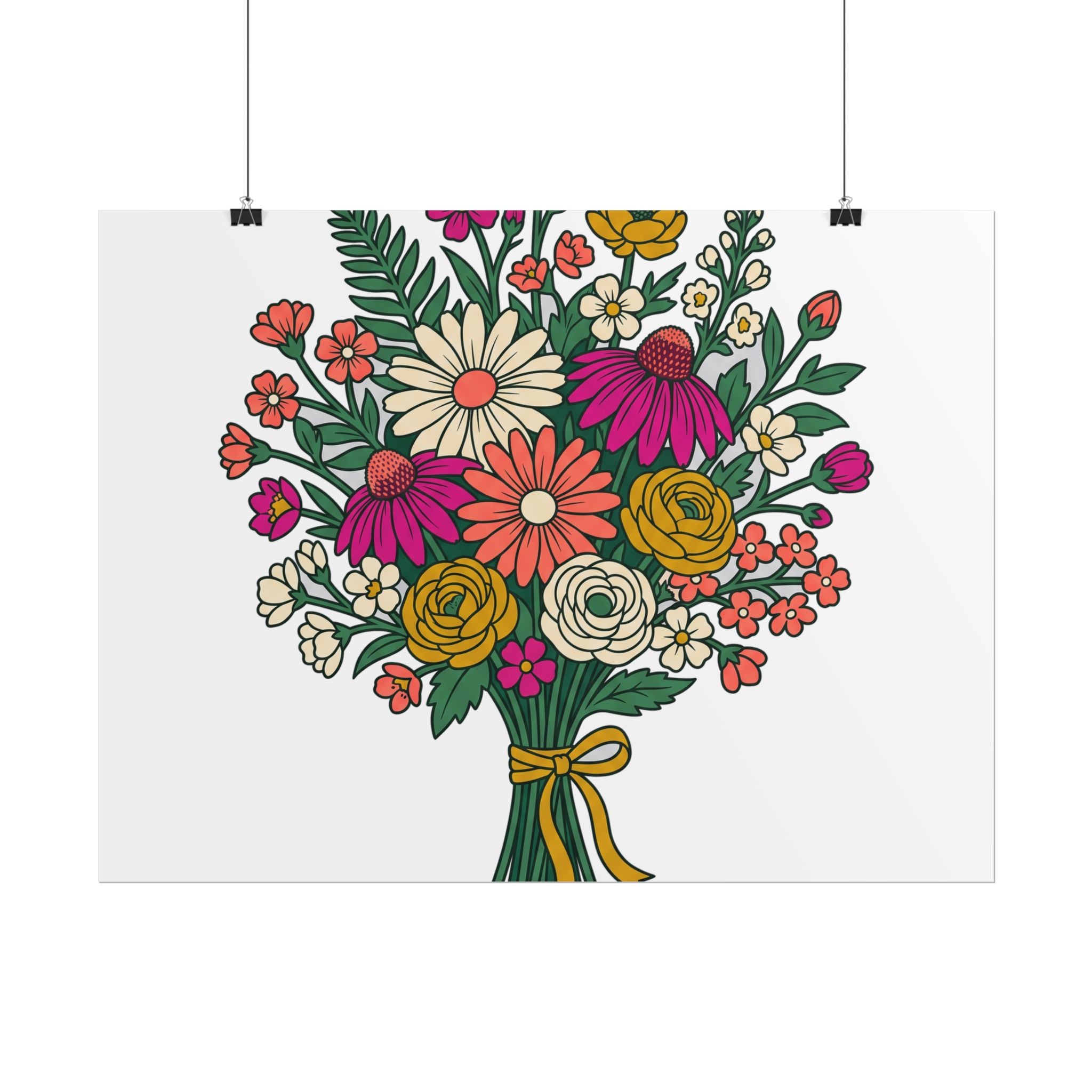 Wildflower Bouquet Line Poster