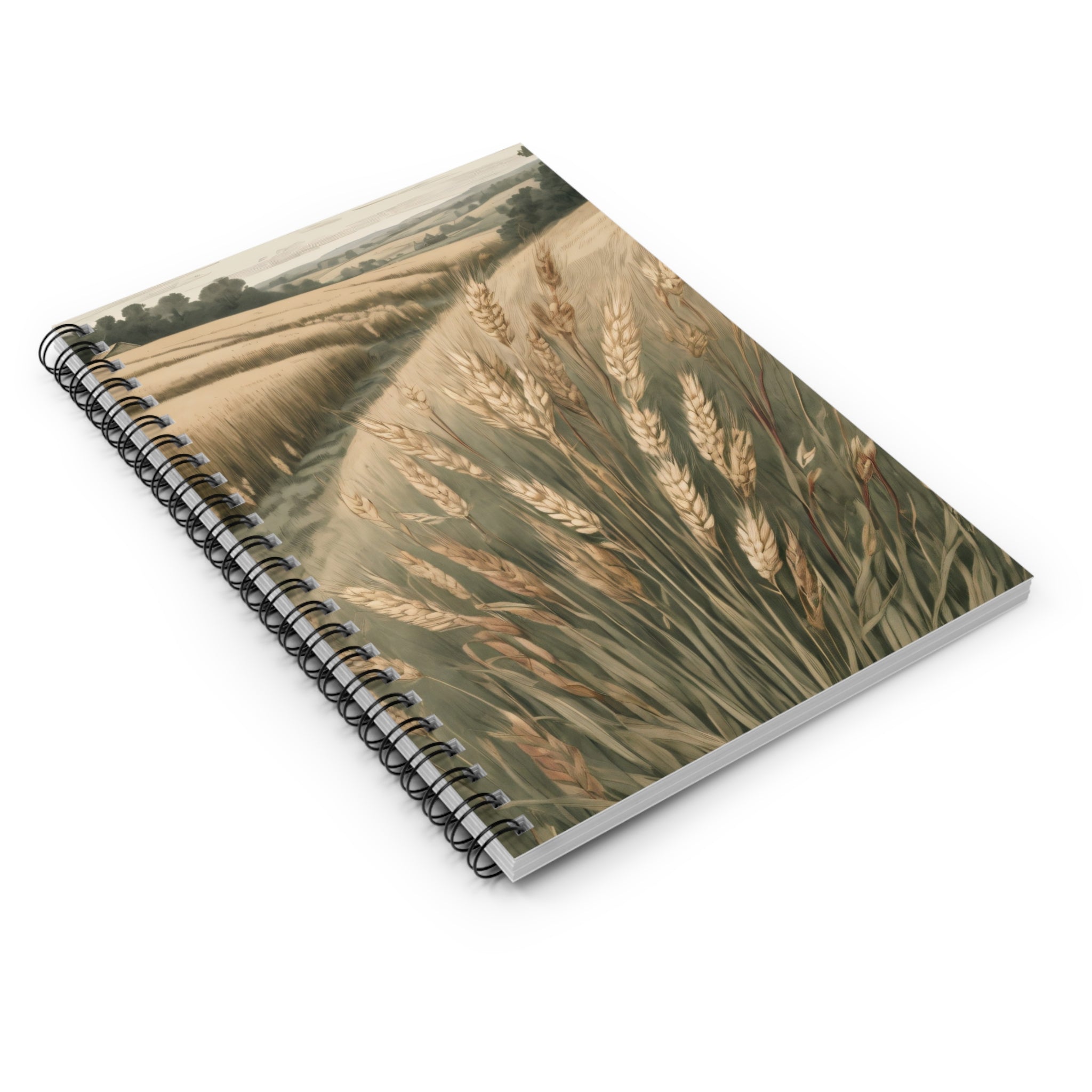 Wheat Field Spiral Notebook - Rustic Countryside Journal, Ruled Lined Notes
