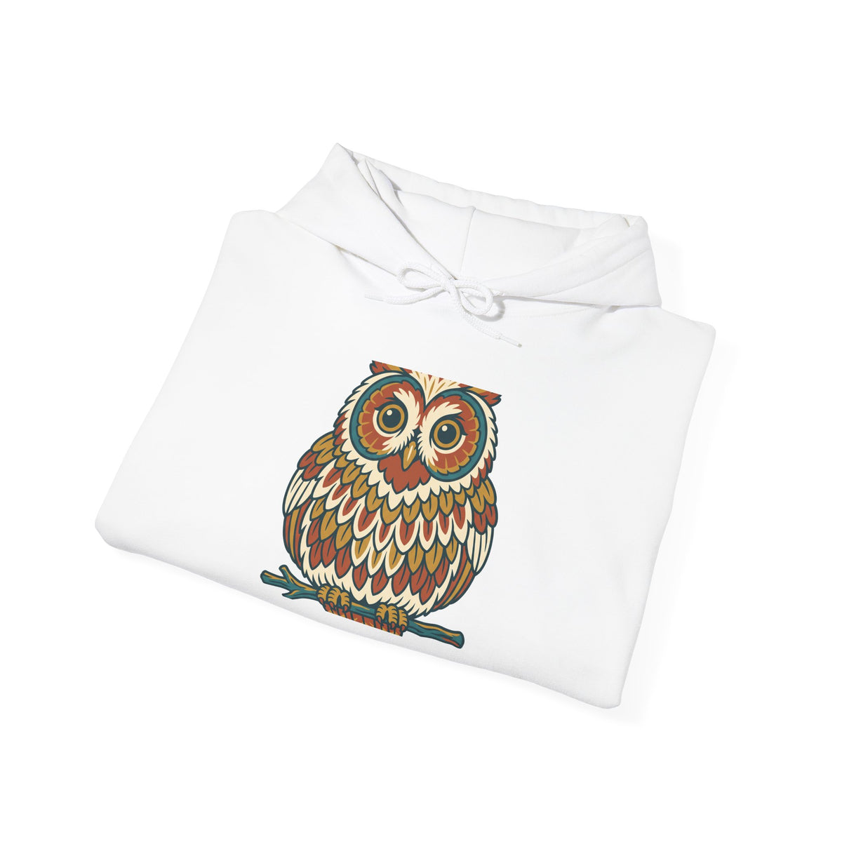 Round Owl Hoodie, Cute Woodland Bird Fleece Pullover