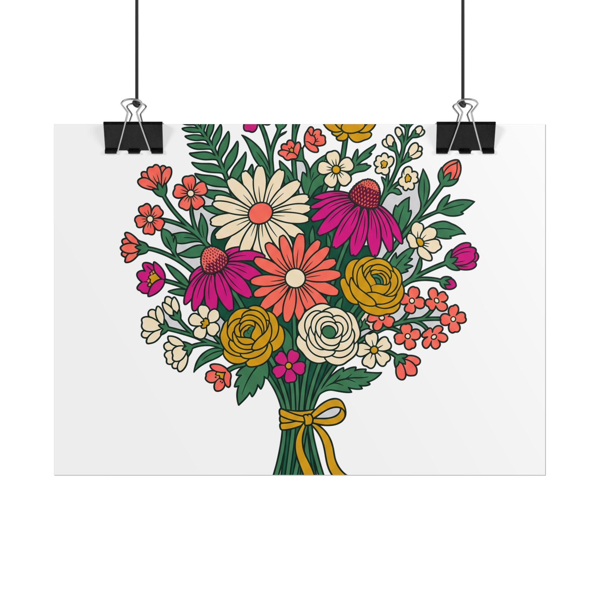 Wildflower Bouquet Line Poster