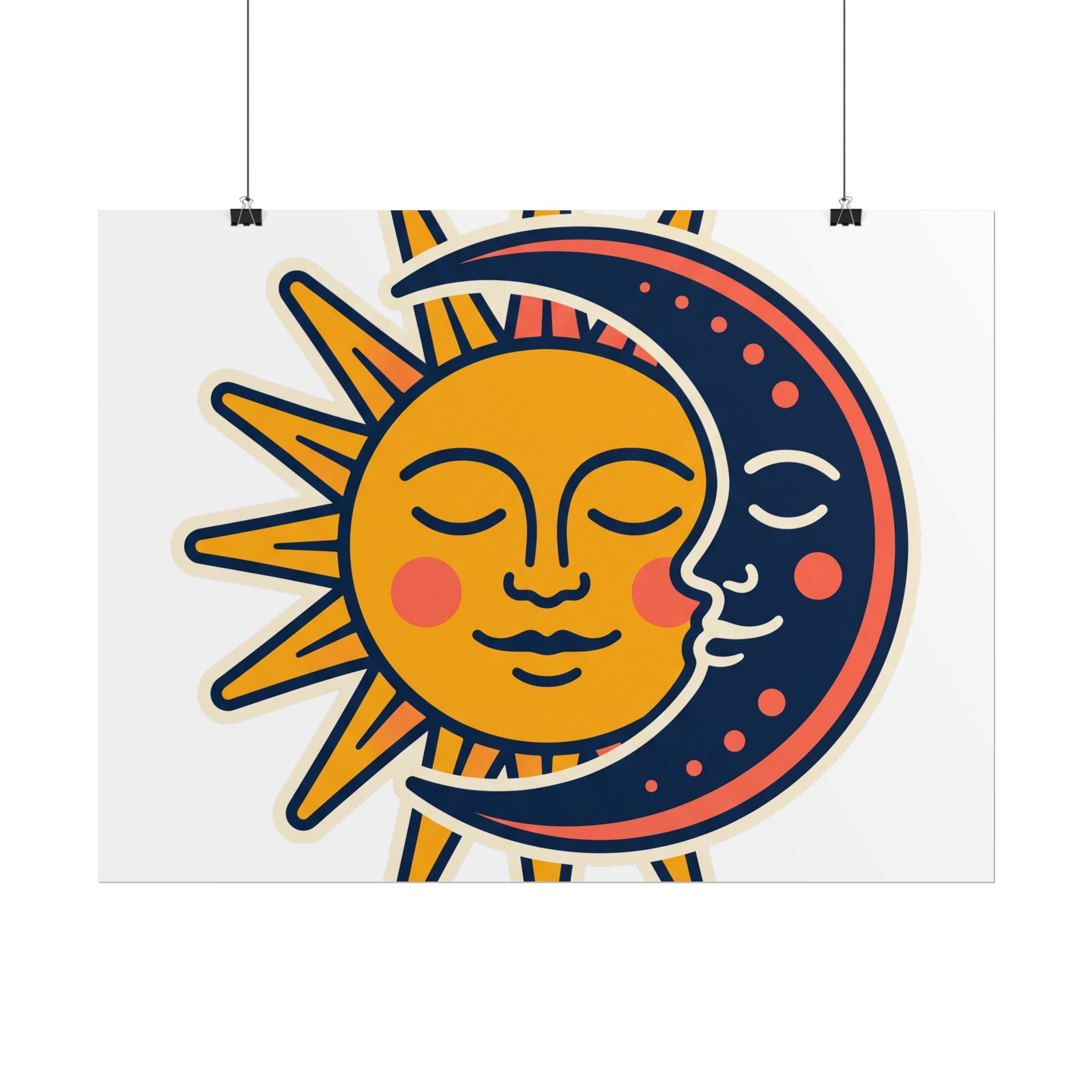 Sun Moon Faces Poster