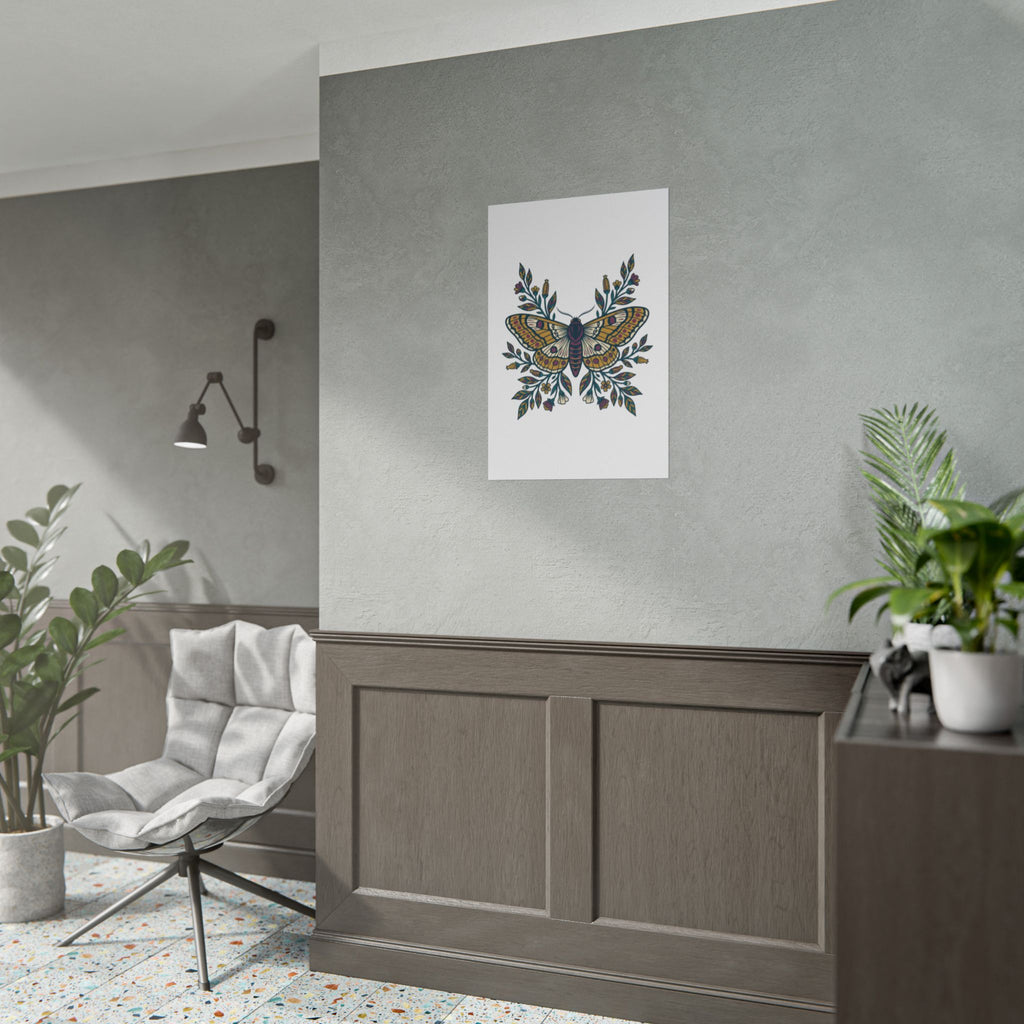 Botanical Moth and Flora Poster