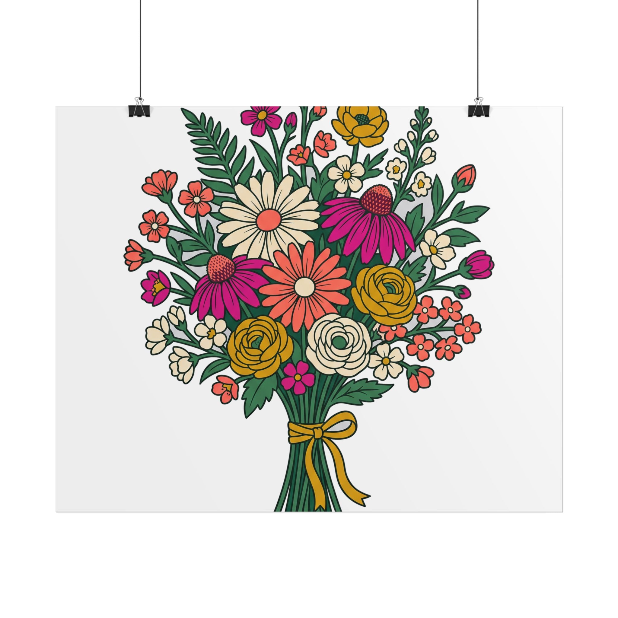 Wildflower Bouquet Line Poster