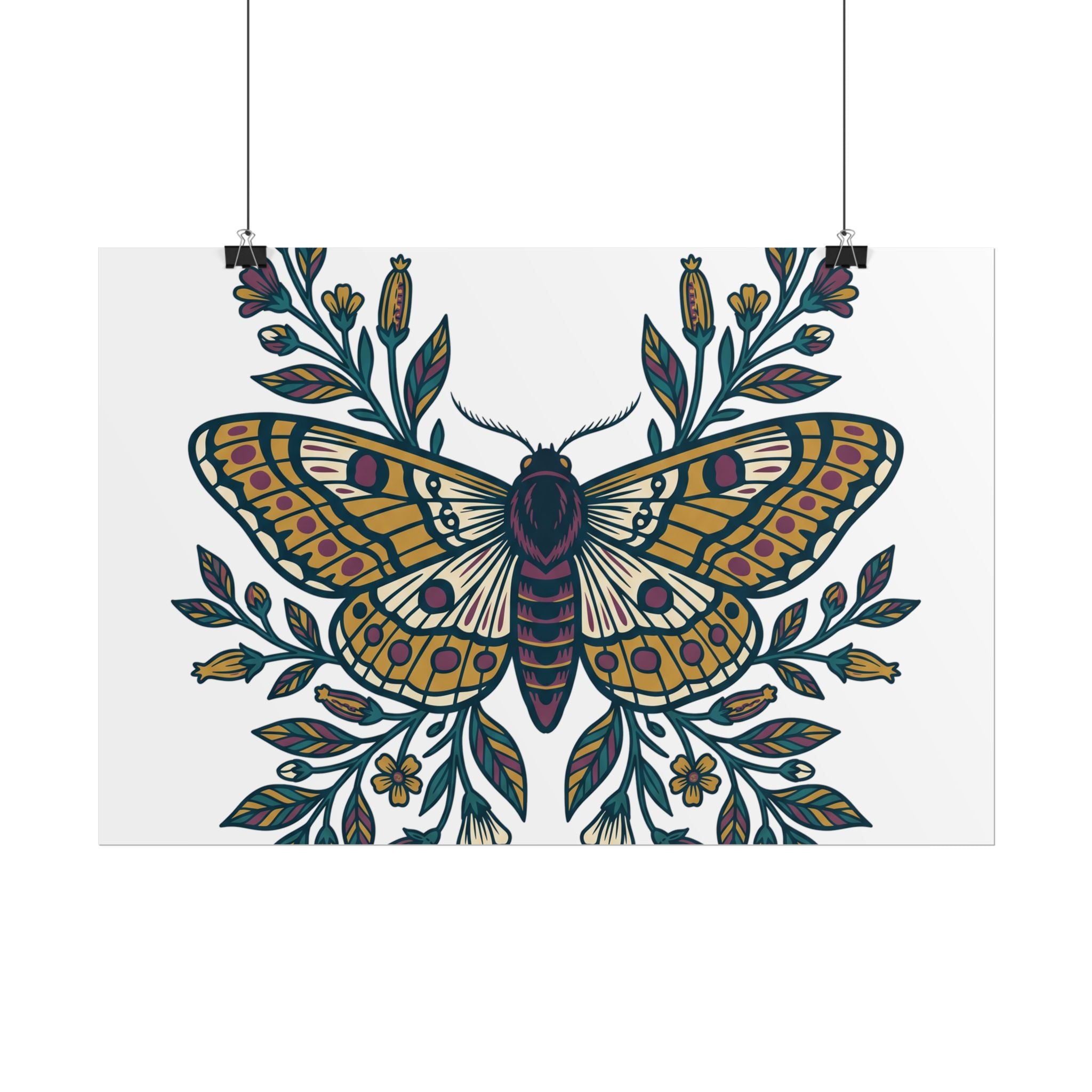 Botanical Moth and Flora Poster