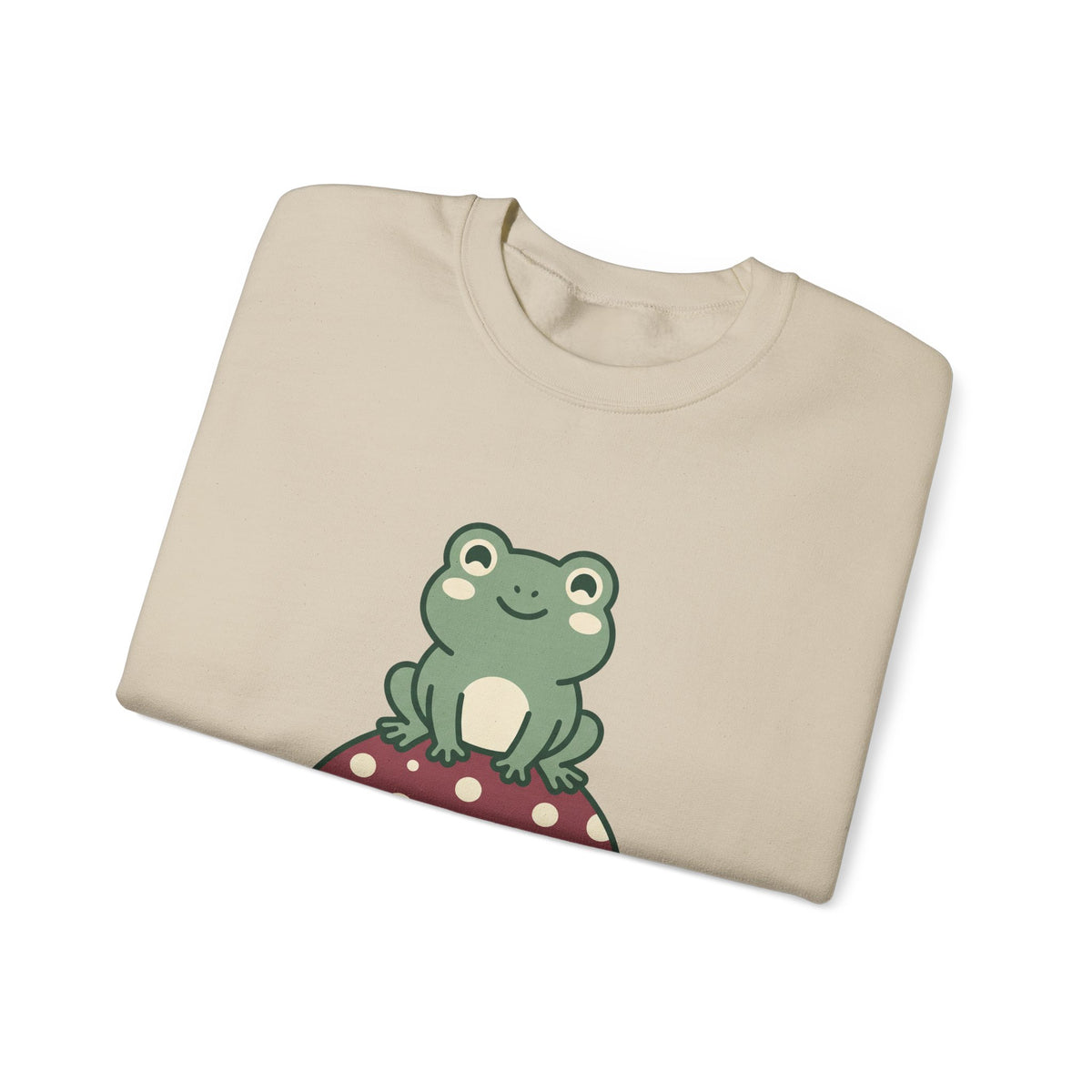 Frog on a Mushroom Crewneck, Cute Goblincore Fungi Sweatshirt