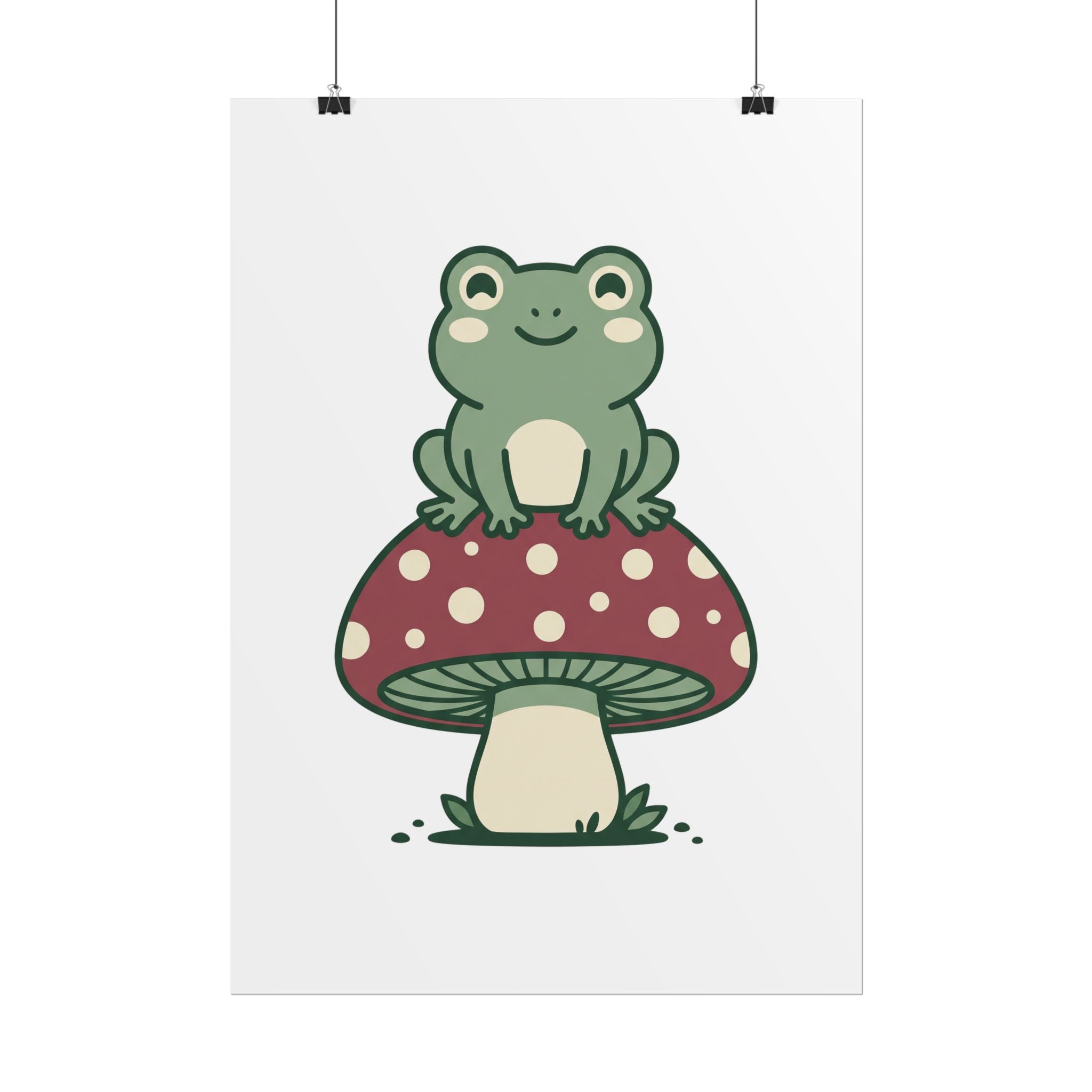 Frog on a Mushroom Poster