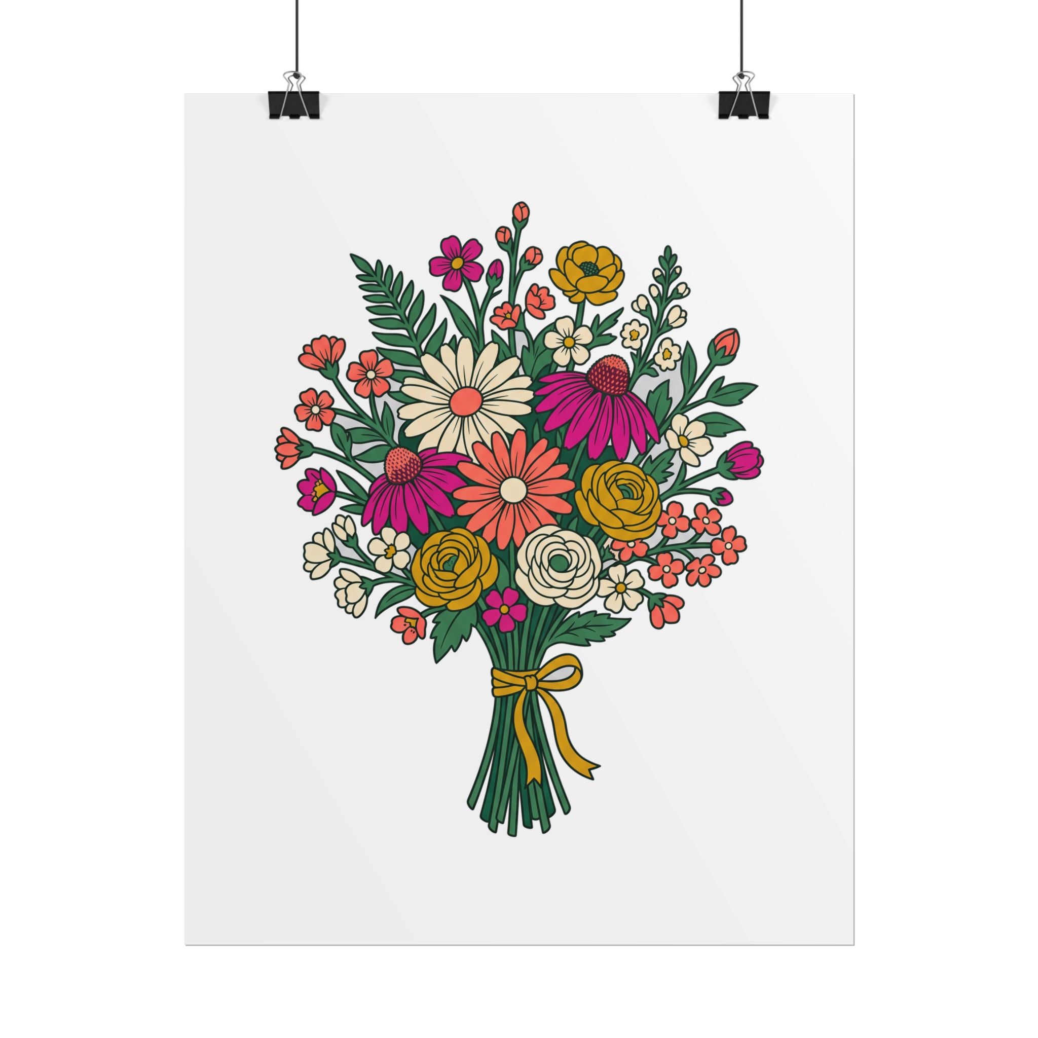 Wildflower Bouquet Line Poster