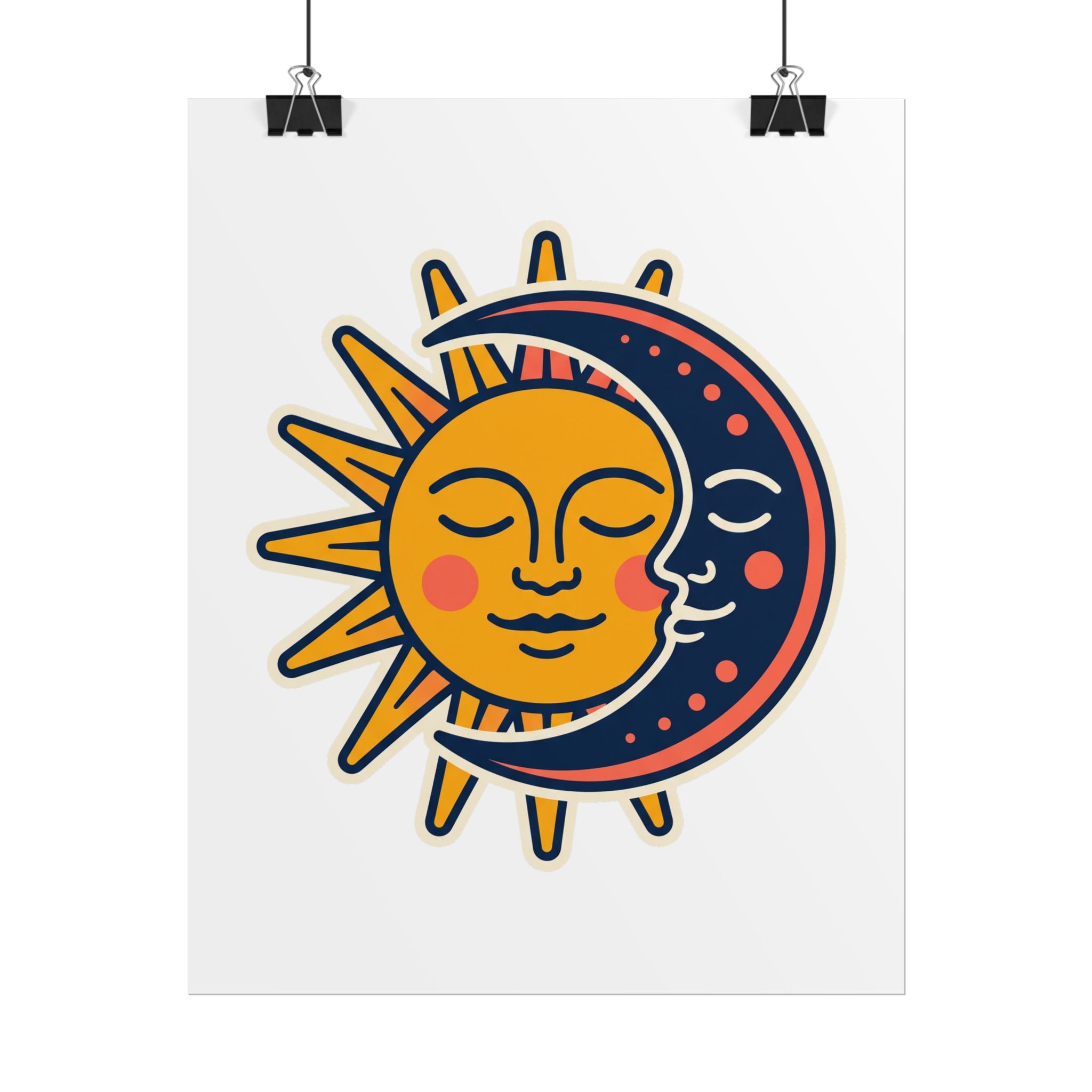 Sun Moon Faces Poster