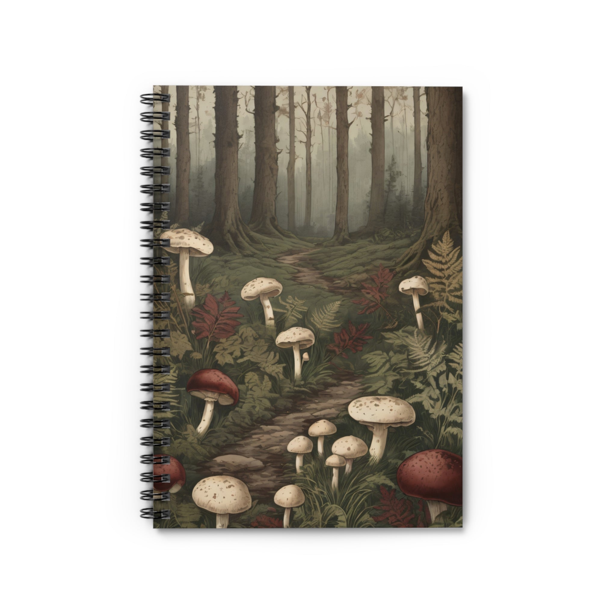 Mushroom Forest Spiral Notebook - Forest Path Ruled Journal