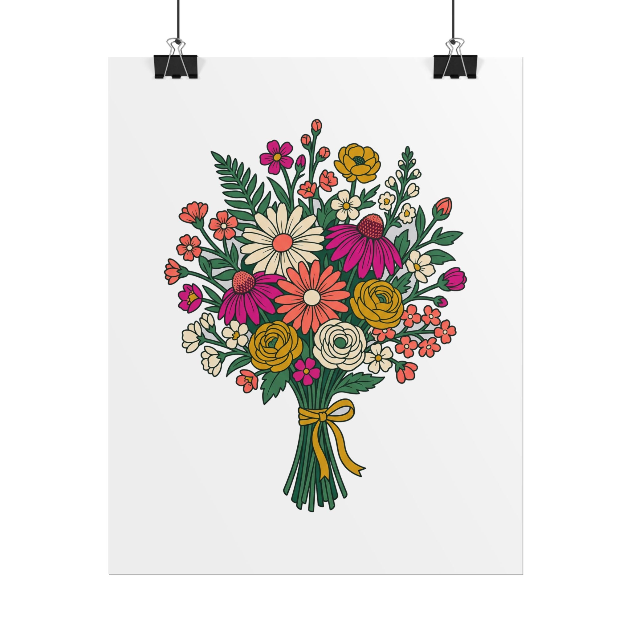 Wildflower Bouquet Line Poster