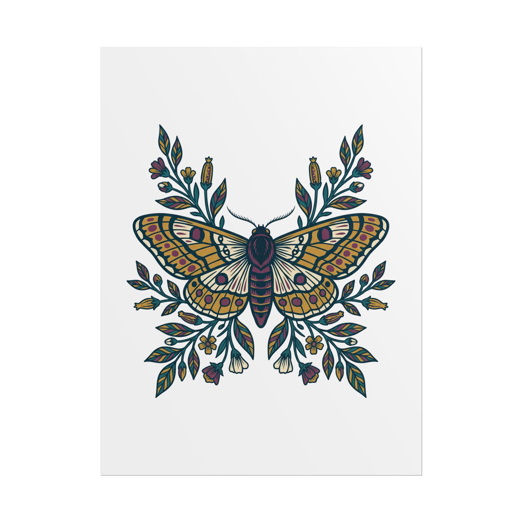 Botanical Moth and Flora Poster