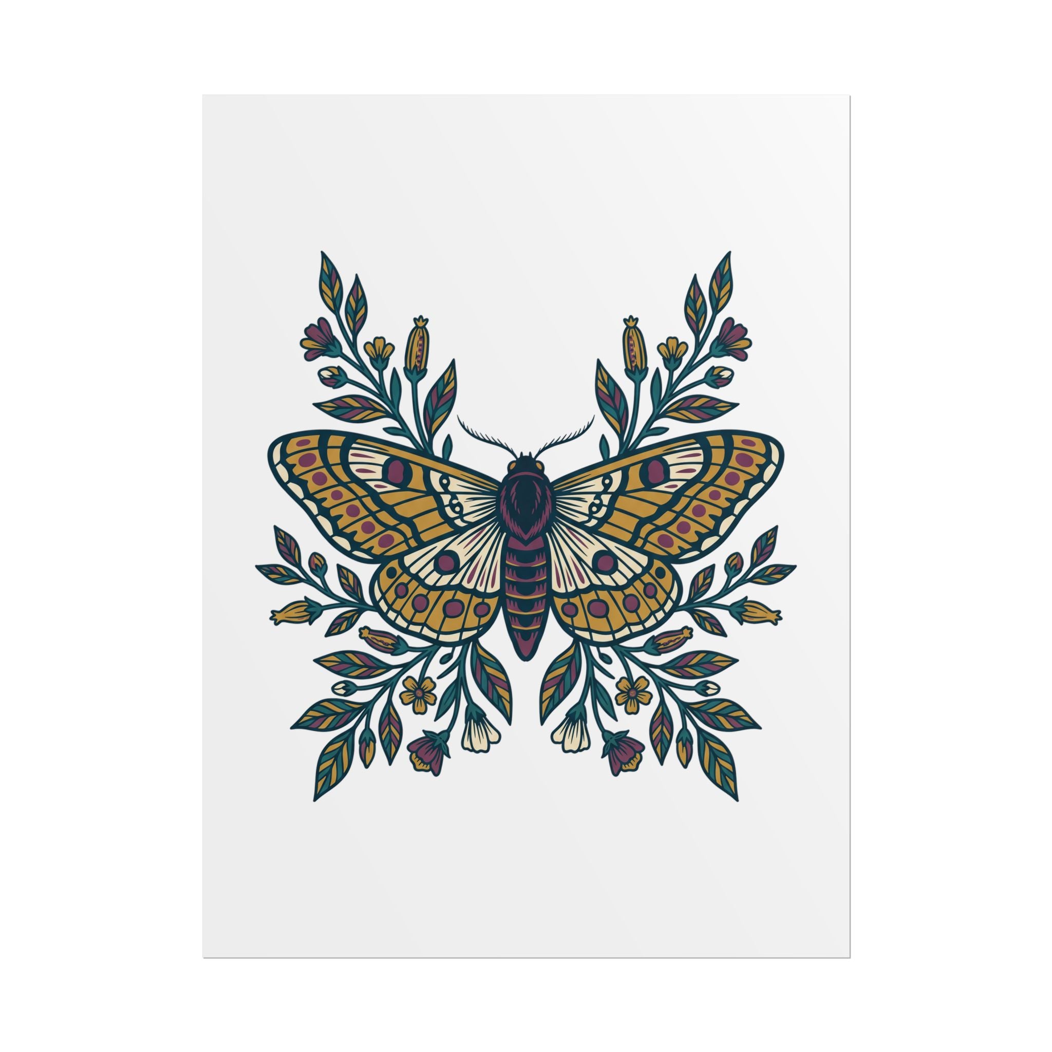 Botanical Moth and Flora Poster