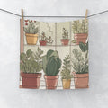 Potted Plants Window Face Towel — Botanical Home Spa Face Cloth