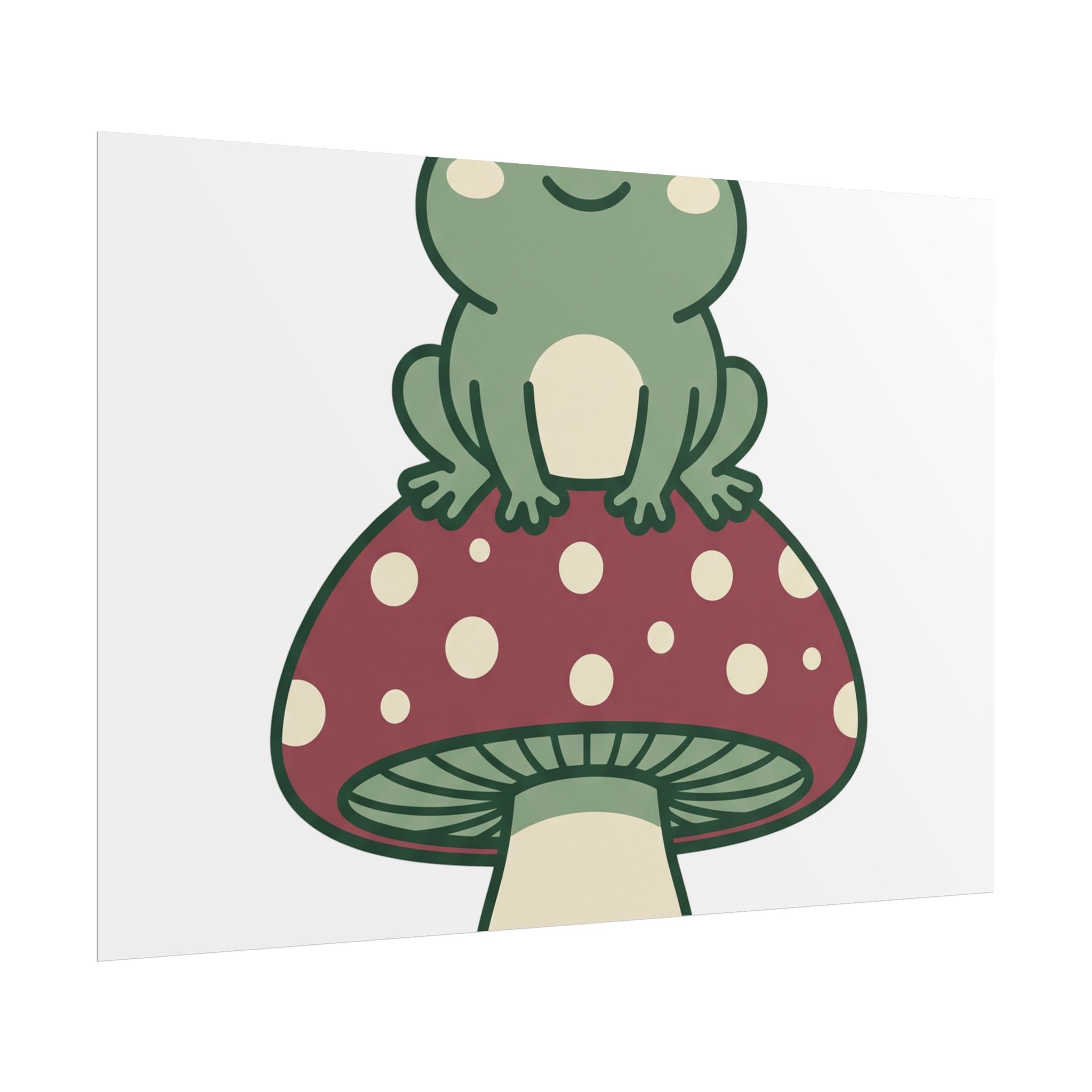 Frog on a Mushroom Poster