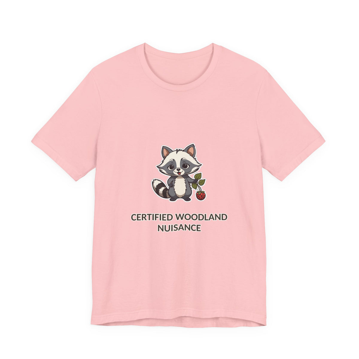 Certified Woodland Nuisance Tee in Pink, original woodland design by Bramblewick