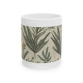 Botanical Leaves Ceramic Mug – Neutral Green Floral Coffee Cup (11oz, 15oz)