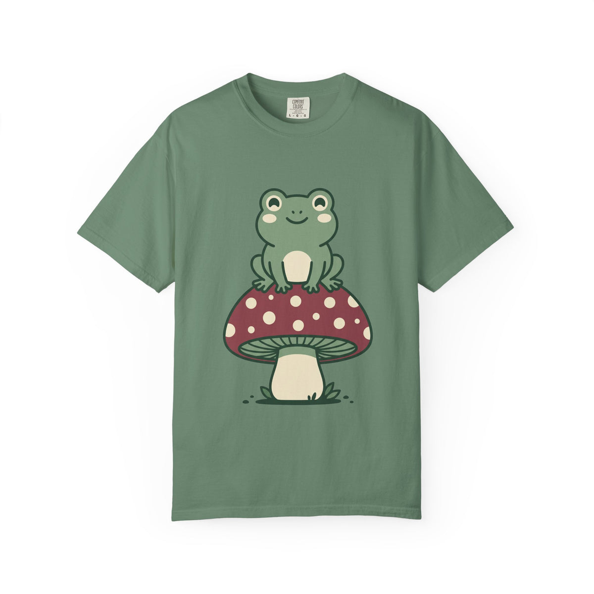 Frog on a Mushroom Tee, Cottagecore Goblincore Toadstool Shirt