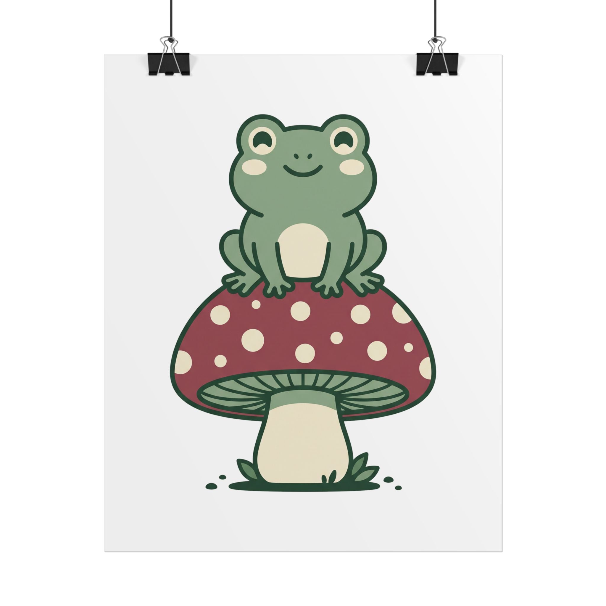 Frog on a Mushroom Poster