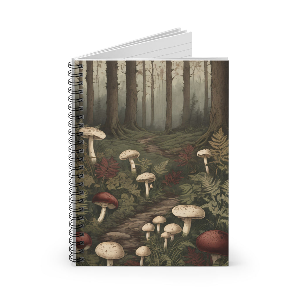 Mushroom Forest Spiral Notebook - Forest Path Ruled Journal