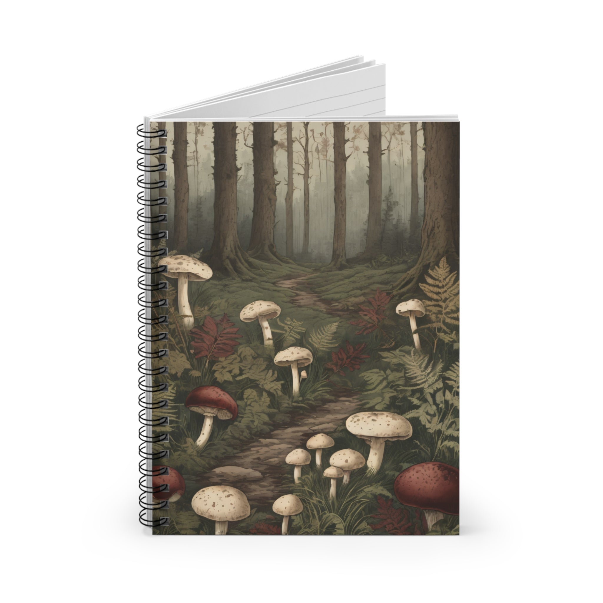 Mushroom Forest Spiral Notebook - Forest Path Ruled Journal