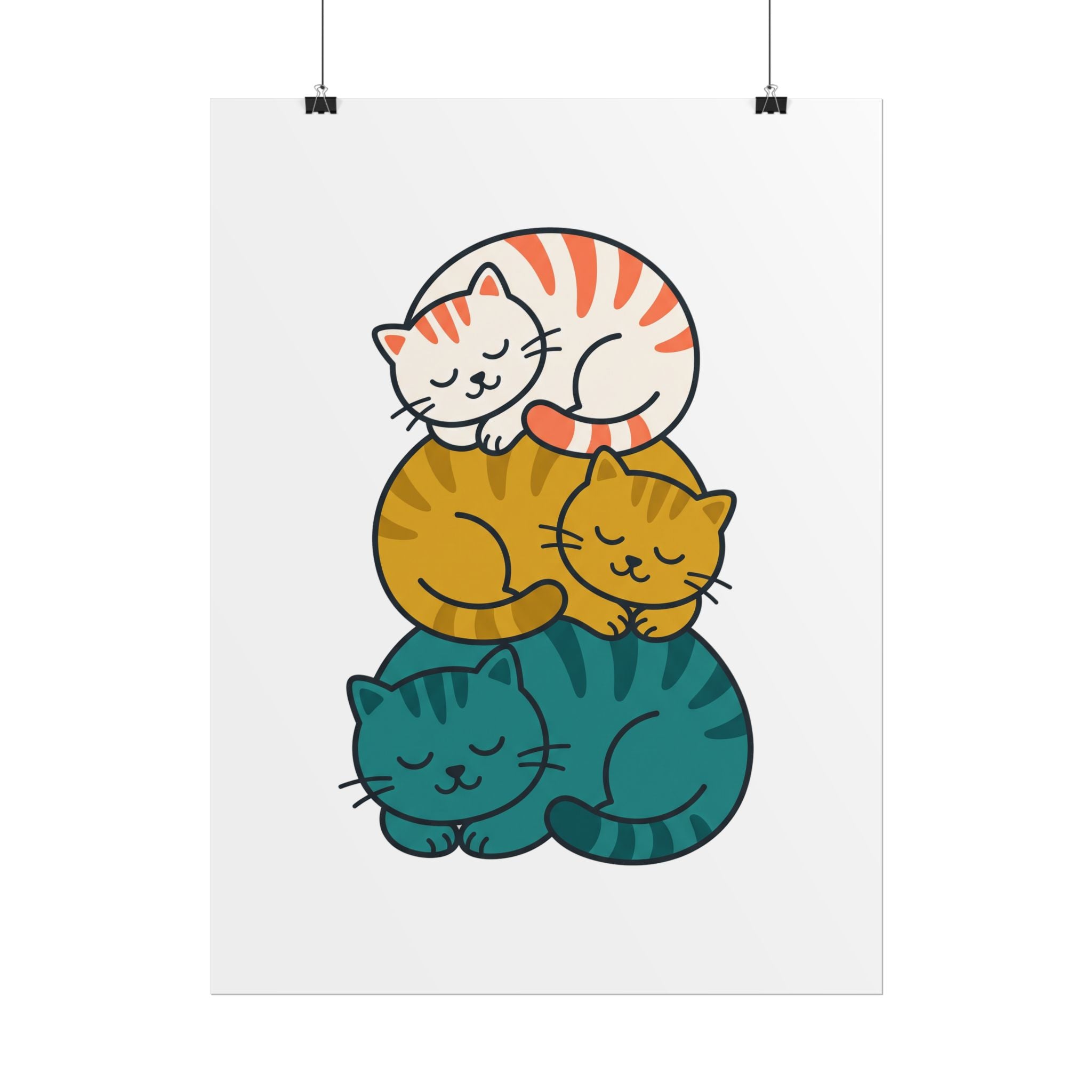 Sleepy Cat Stack Poster