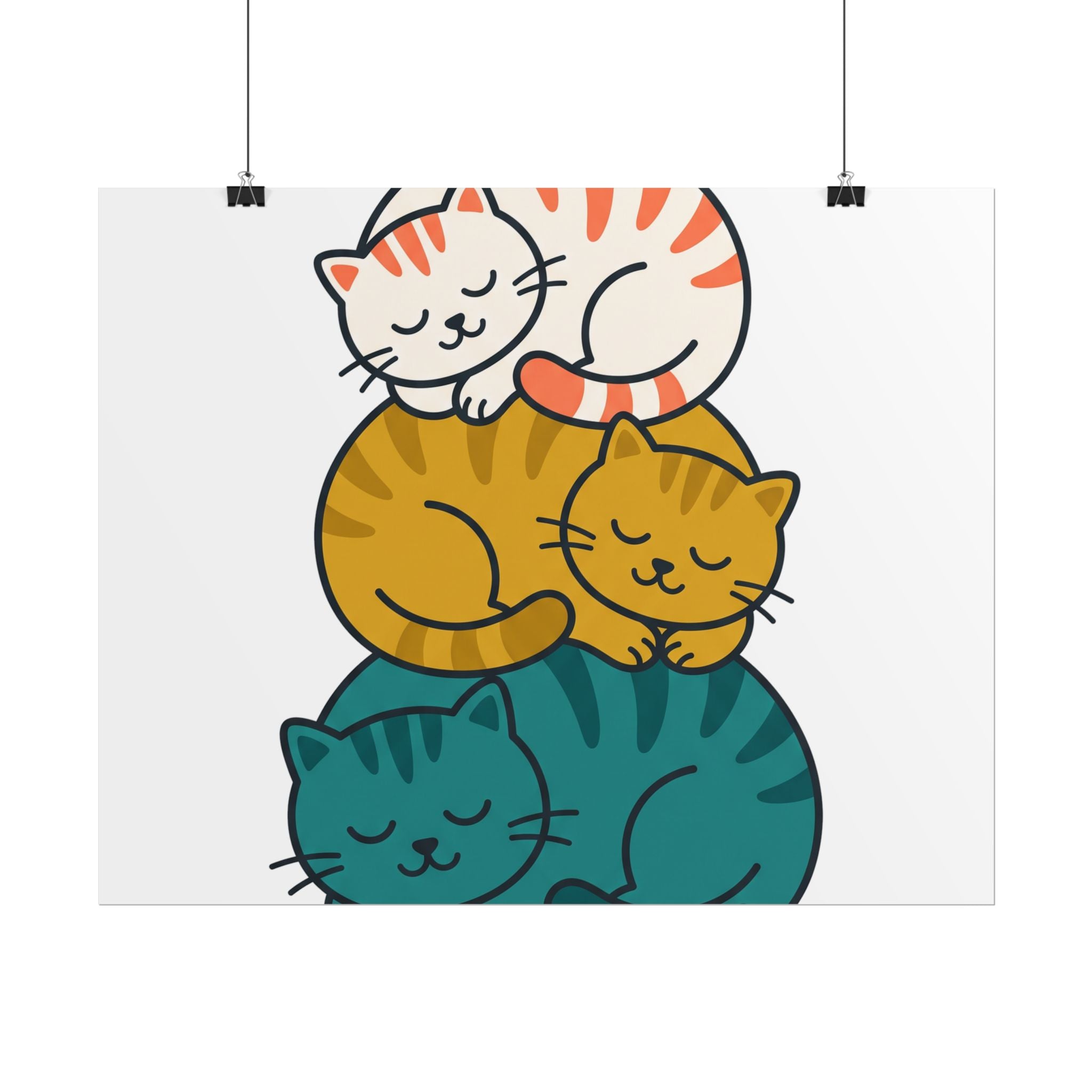 Sleepy Cat Stack Poster