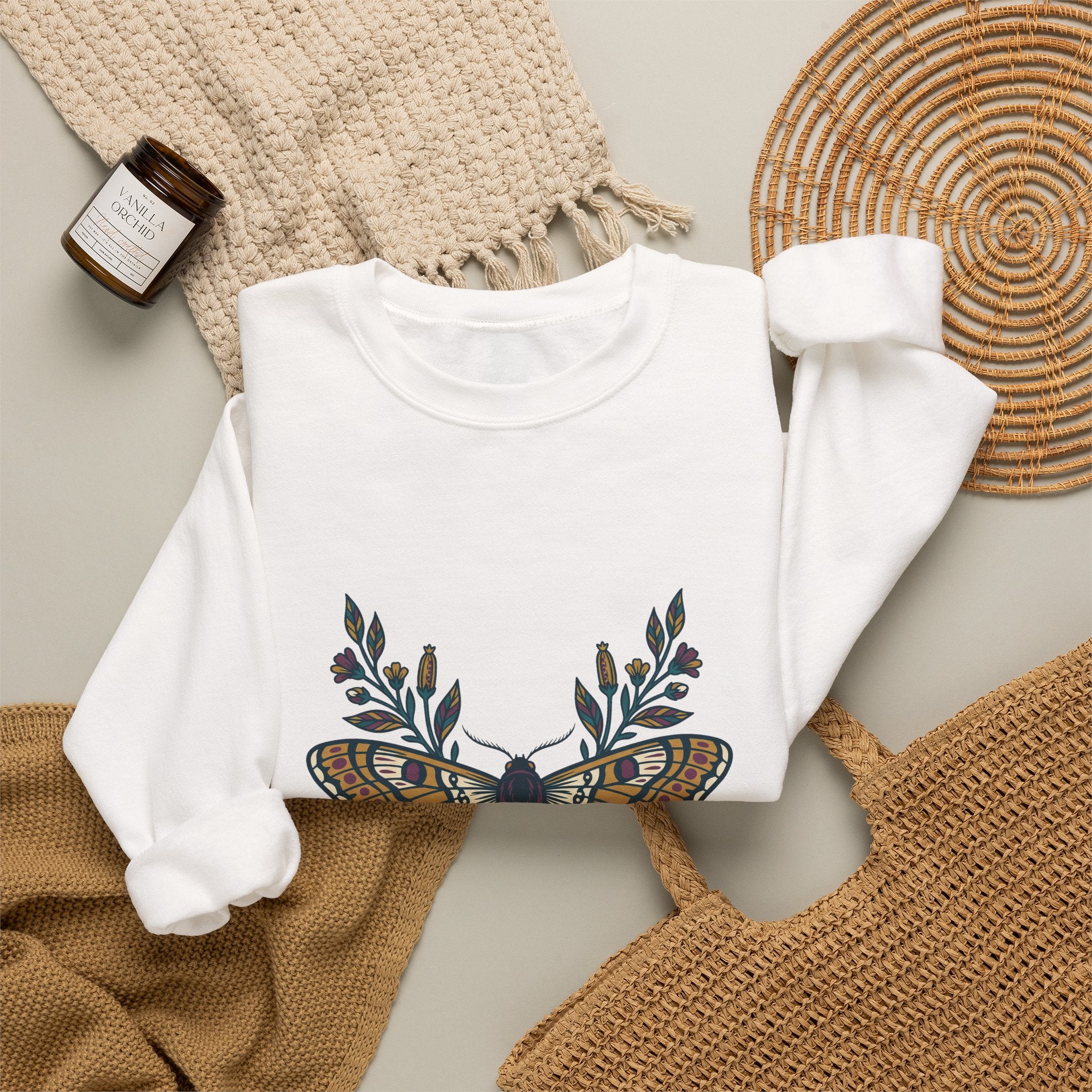 Botanical Moth and Flora Crewneck