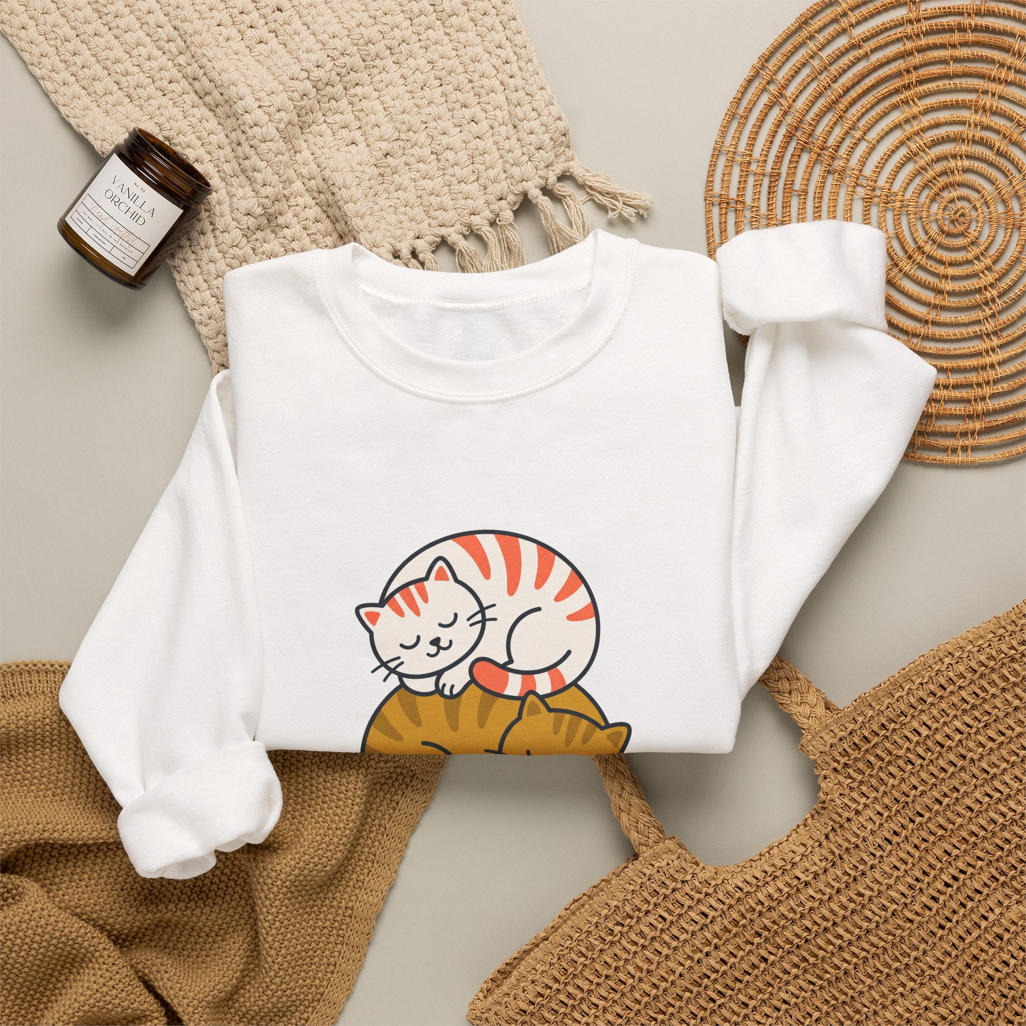 Sleepy Cat Stack Crewneck