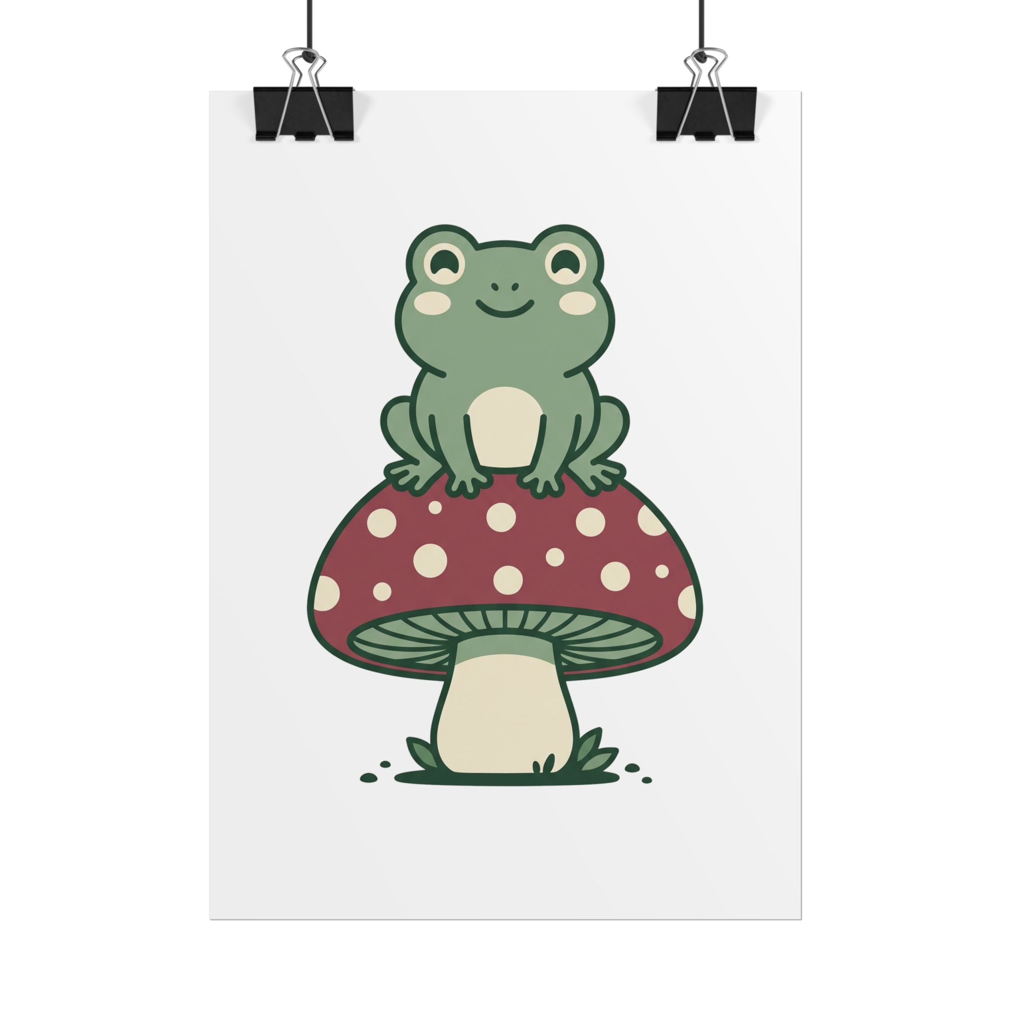 Frog on a Mushroom Poster