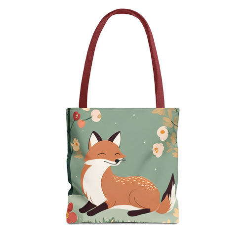 Floral Fox Tote Bag — Cute Woodland Animal Market Bag