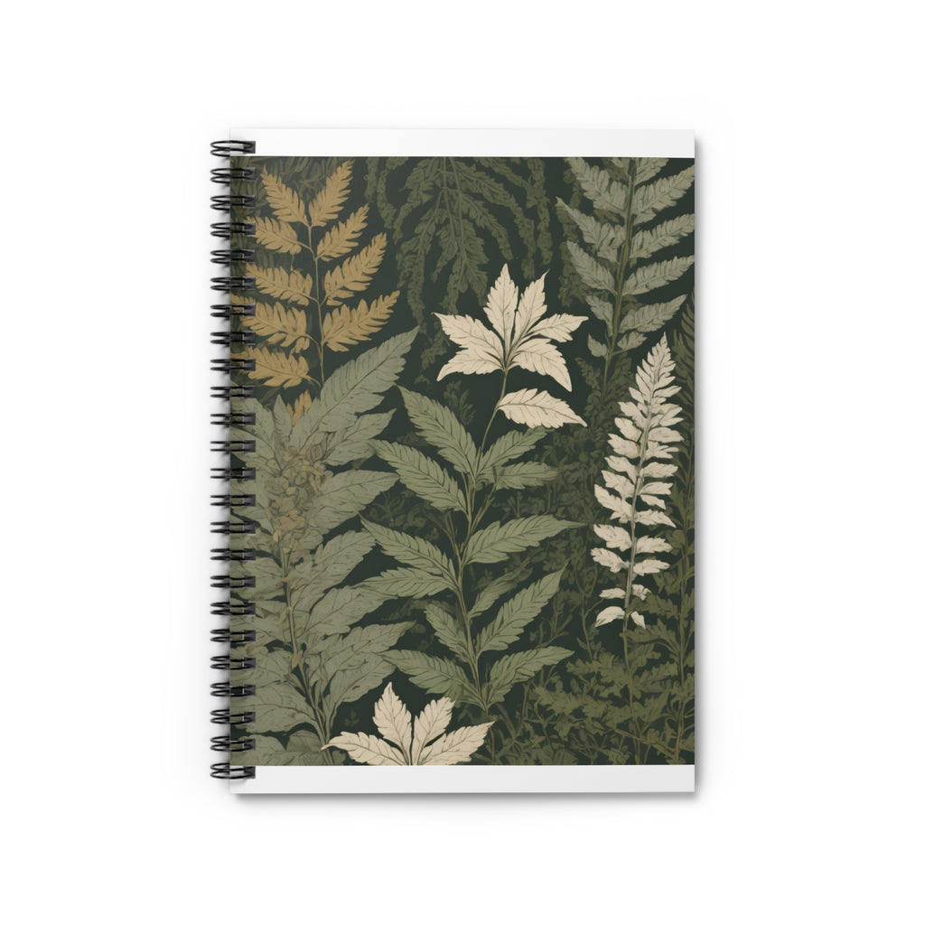 Botanical Fern Spiral Notebook - Forest Green Ruled Journal