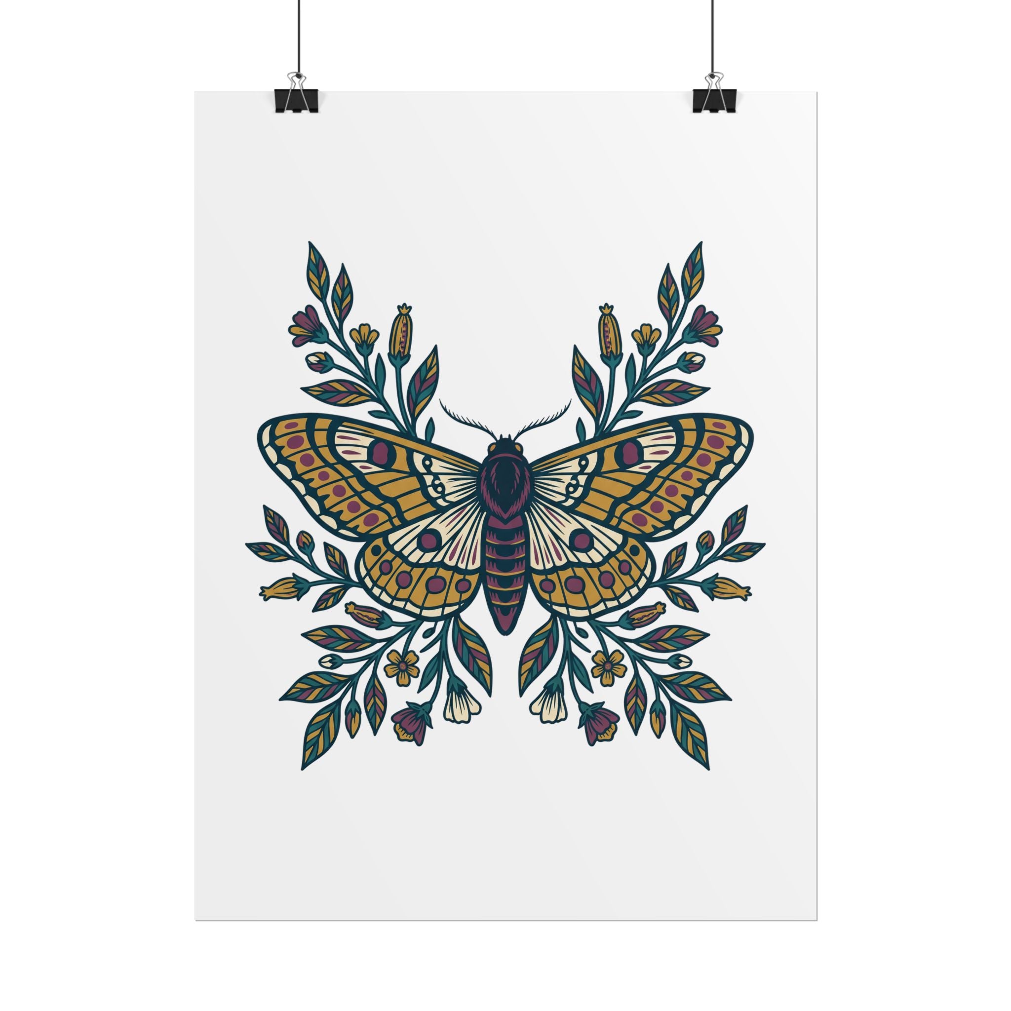 Botanical Moth and Flora Poster