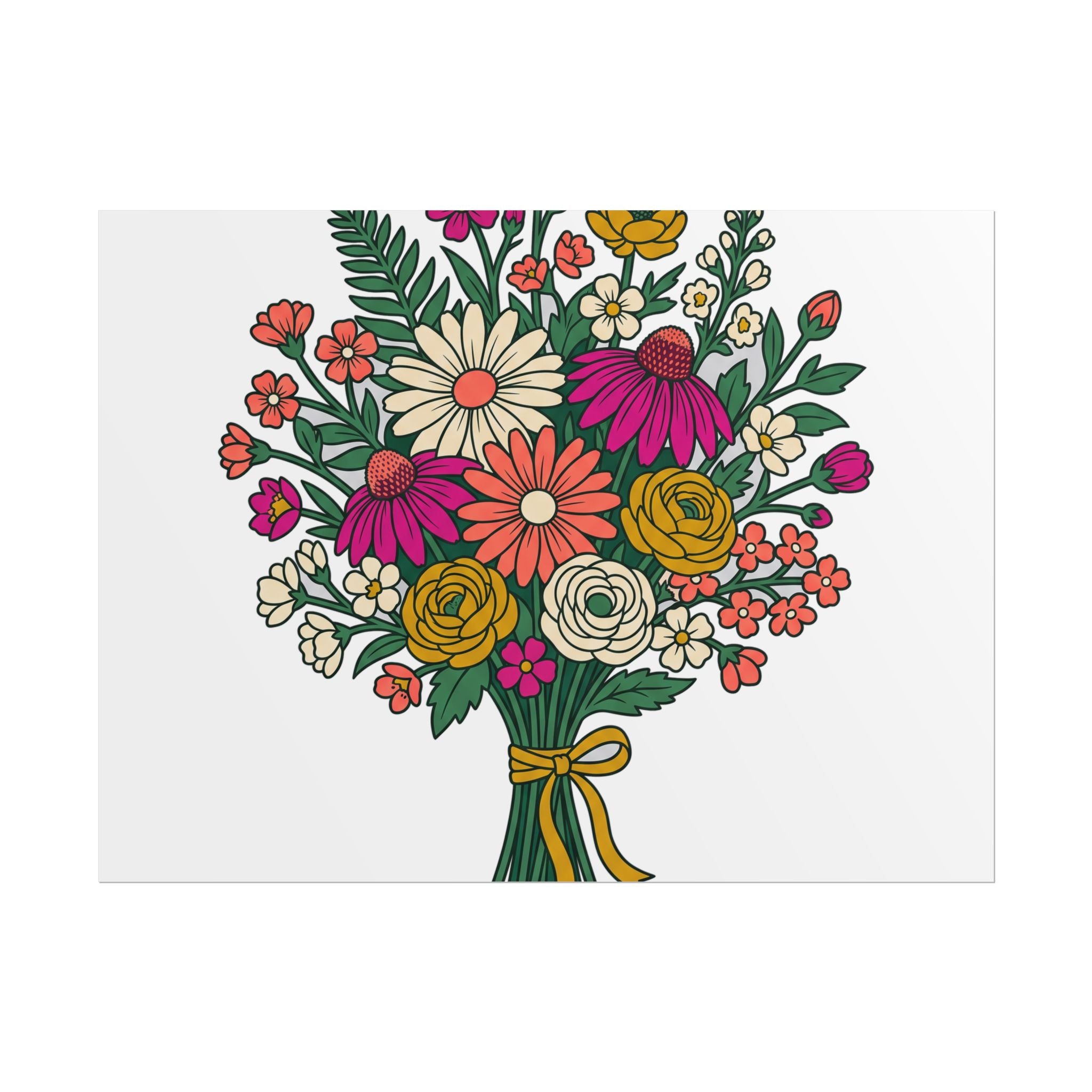 Wildflower Bouquet Line Poster
