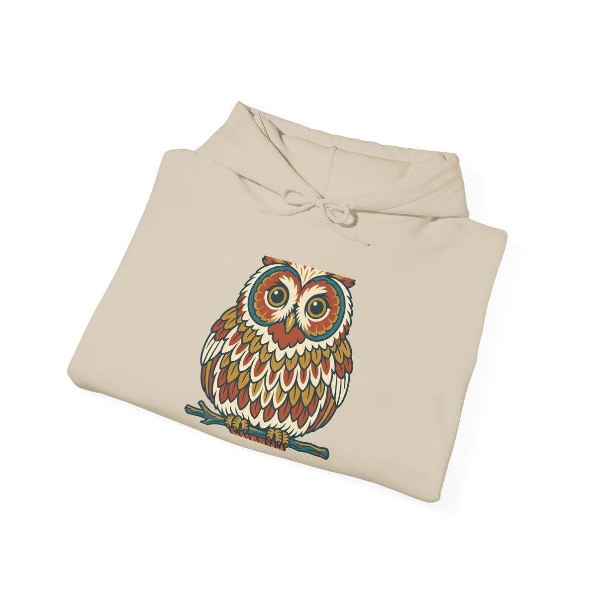 Round Owl Hoodie, Cute Woodland Bird Fleece Pullover