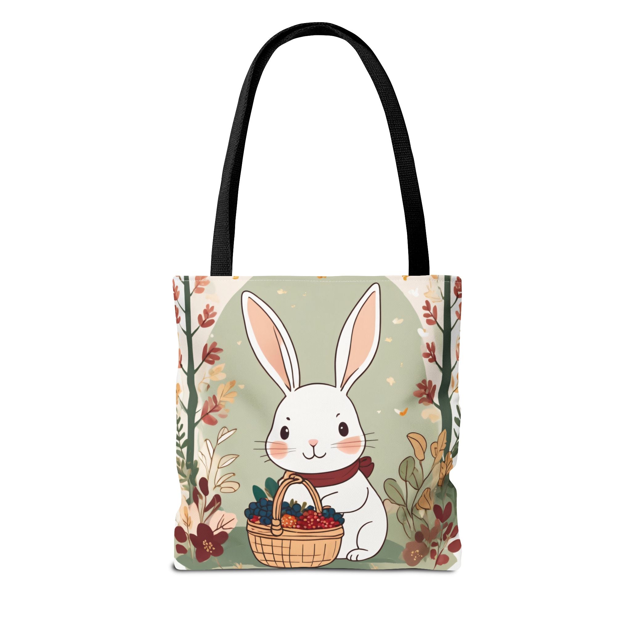 Easter Bunny Tote Bag — Cute Rabbit with Basket Spring Floral Design